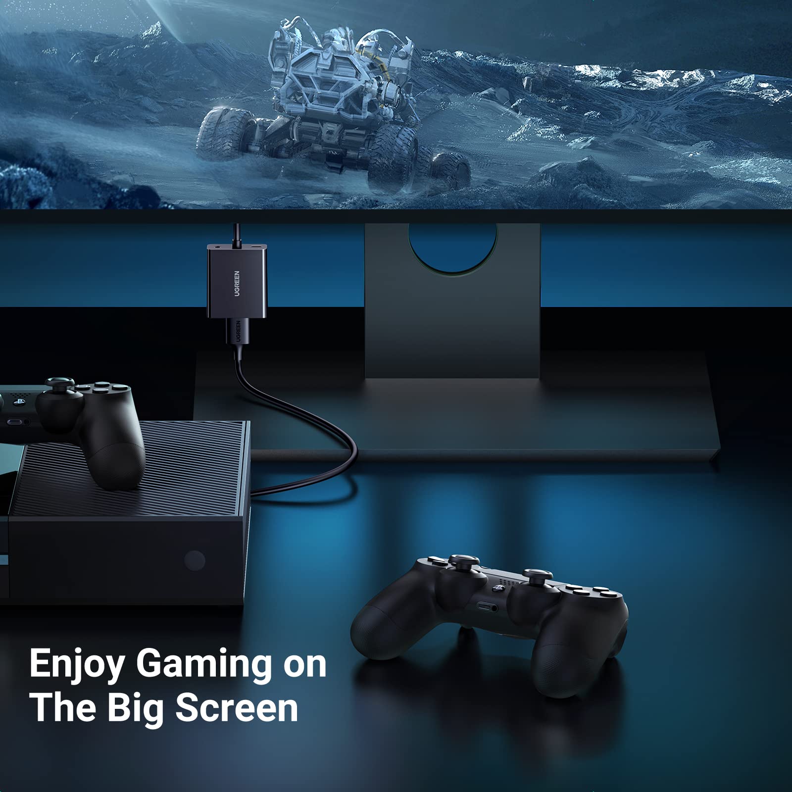 Ugreen Hdmi To Vga, Hdmi To Vga Adapter Connector(Female To Male) With 3.5Mm Audio Jack Compatible With Monitor, Pc, Xbox, Tv St