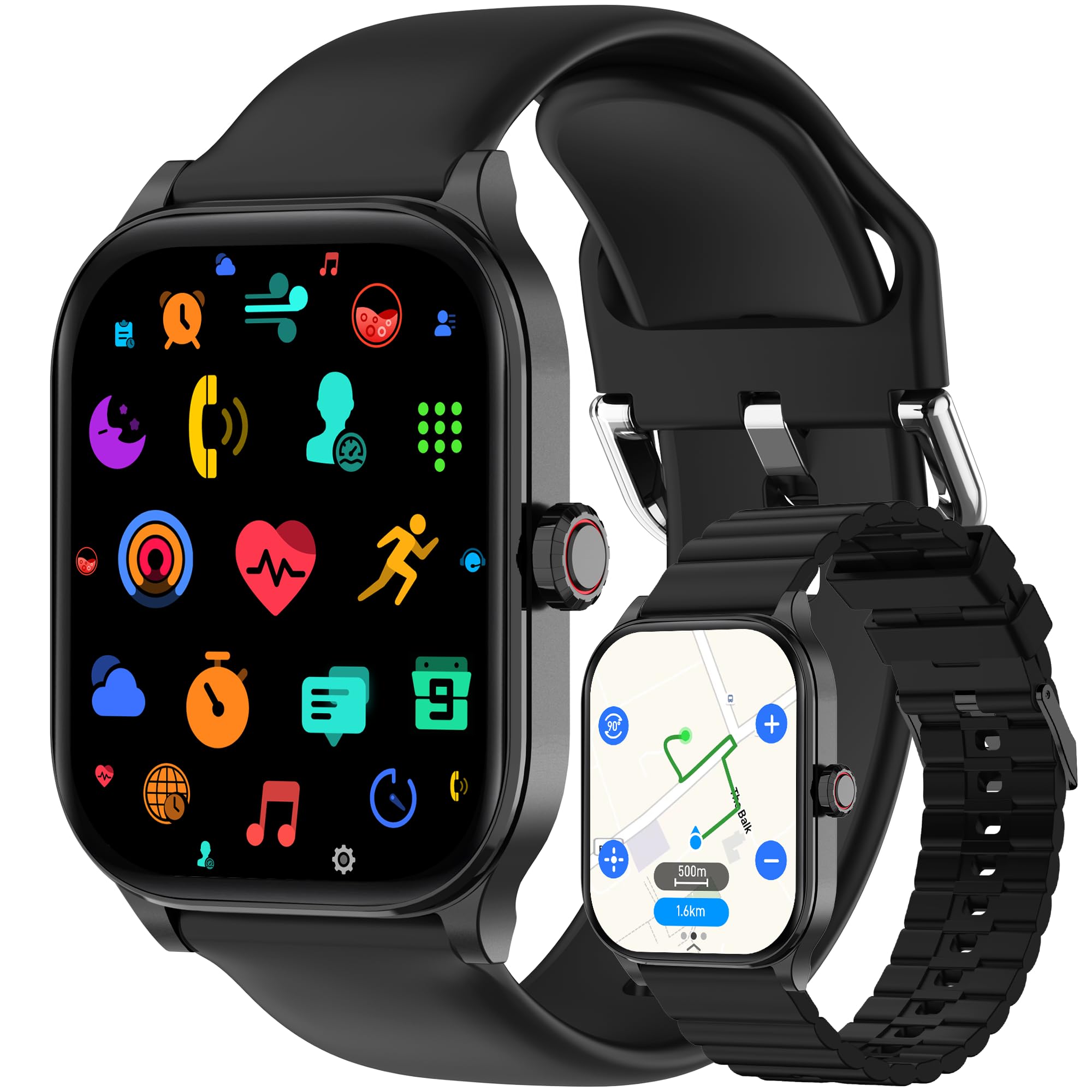 Smart Watch, GPS & Free Maps, 1.96 HD Screen, AI, Bluetooth Call & Text
