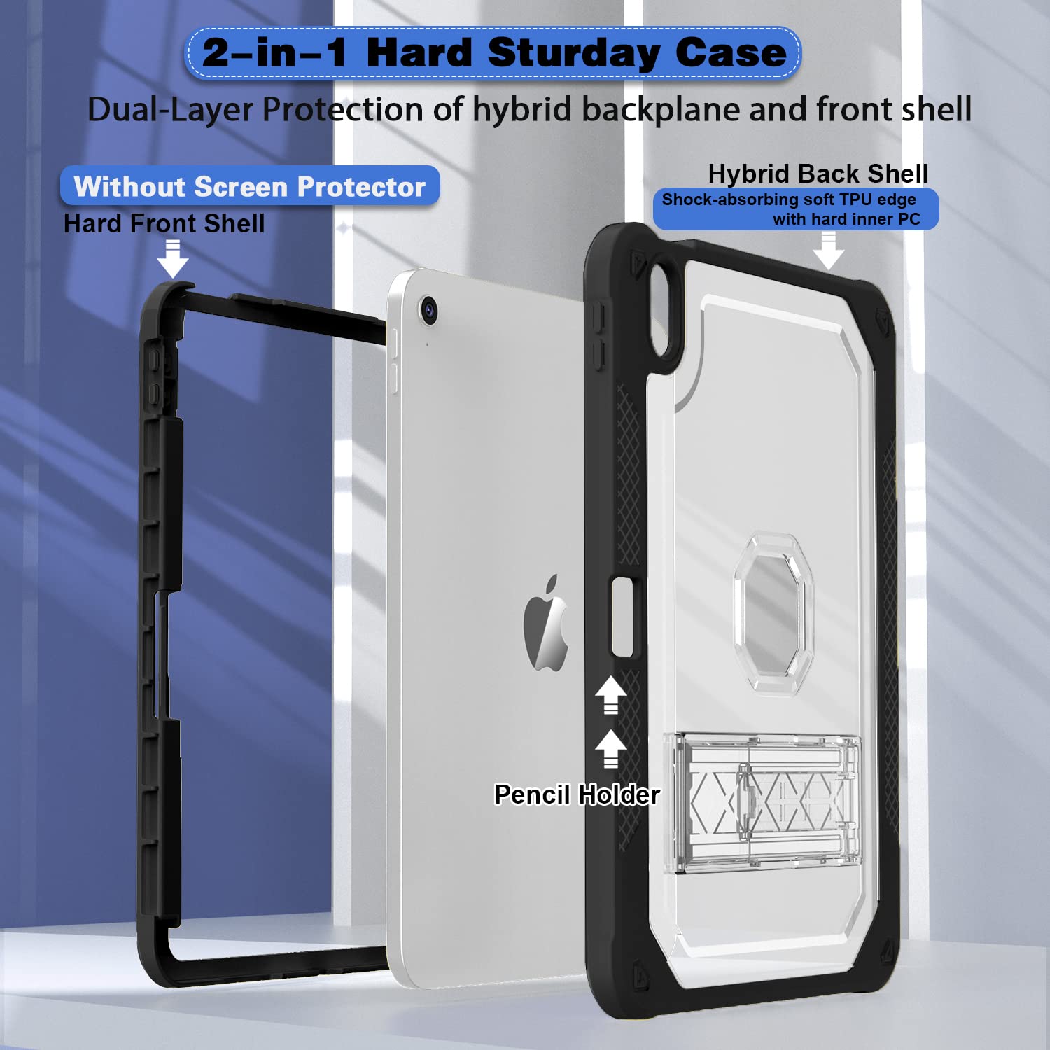 Zonefoker Case For Ipad 10Th Generation 10.9 Inch 2022, Heavy Duty Shockproof Rugged Protective With Pencil Holder, 10.9 10 Gen