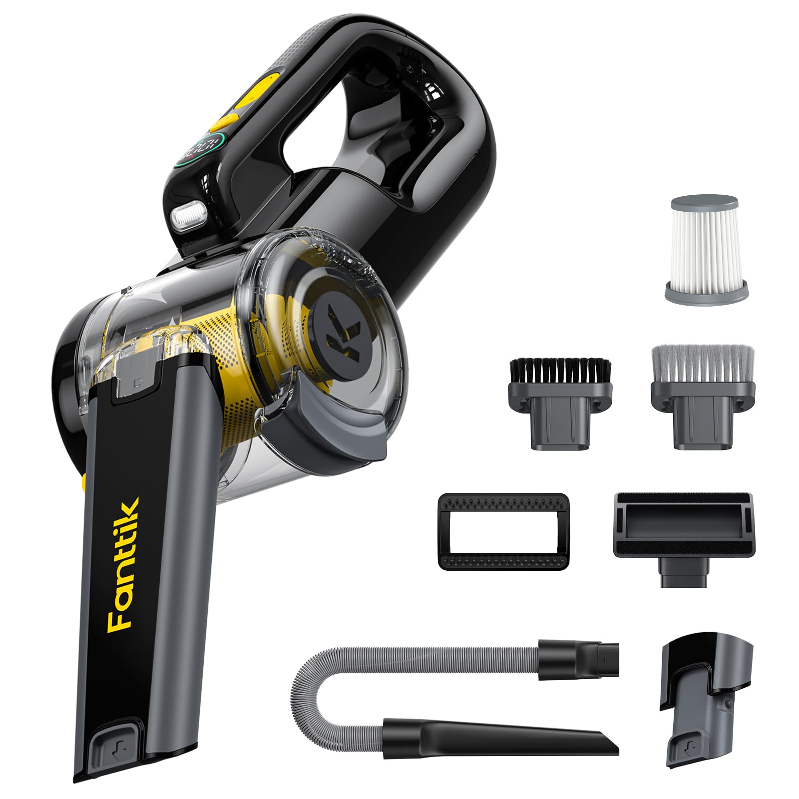 Fanttik Fold V10 Apex Pivot Car Vacuum, 17000Pa Handheld Vacuum Cordless High Power, Portable Vacuum, Smart Led Display, Dynamic