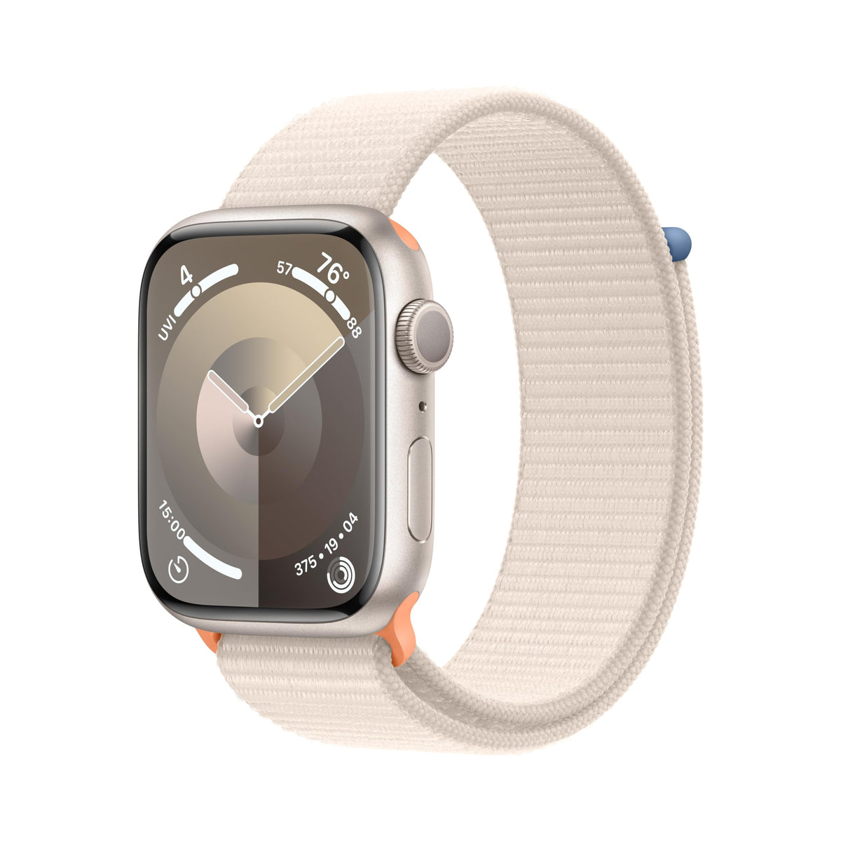 Apple Watch Series 9 [GPS 45mm] Smartwatch with Starlight Aluminum Case with Starlight Sport Loop One Size. Fitness Tracker, ECG Apps, Always On Retina Display, Carbon Neutral