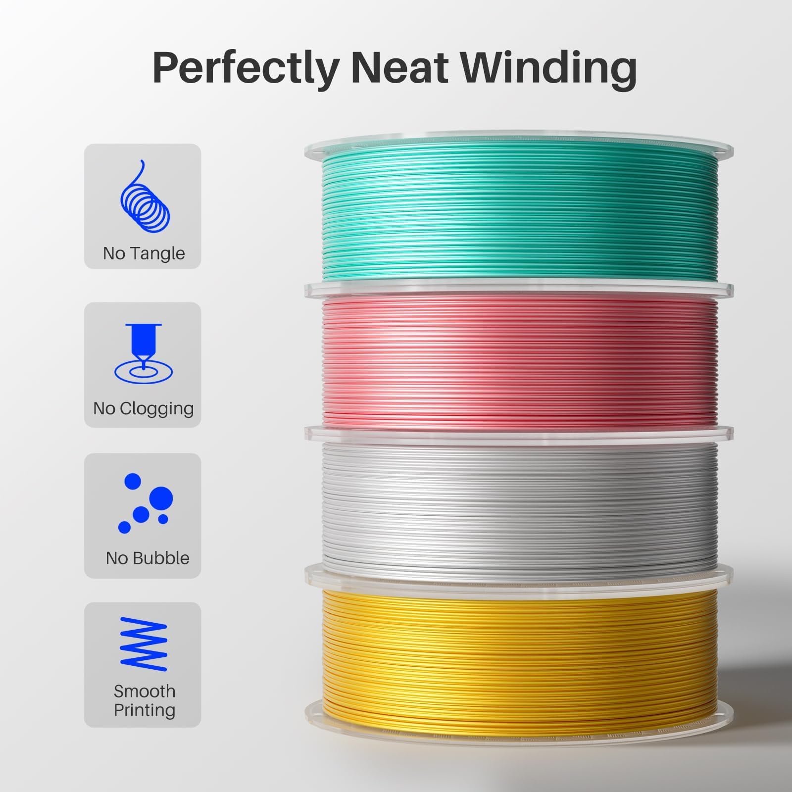 Elegoo Silk Pla Filament 1.75Mm Shiny Gold 1Kg, 3D Printer Filament Dimensional Accuracy +/  0.02Mm, 1Kg Plastic Spool(2.2Lbs) 3