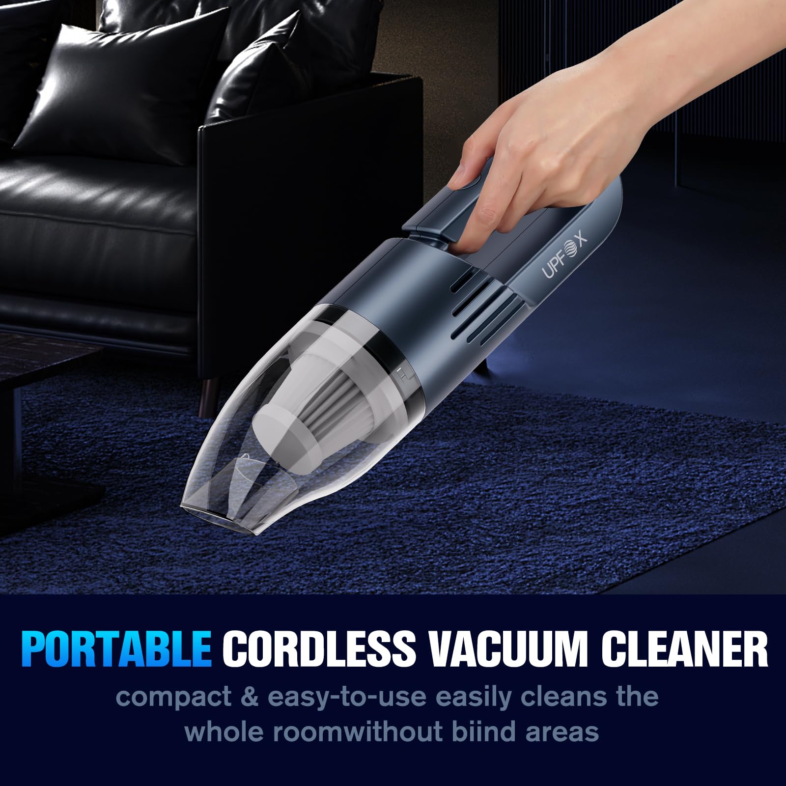 Upfox 2024 Upgrade Mini Vacuum Cleaner Hand Vacuum Cordless Rechargeable Car Vacuum Cleaner Powerful Suction Portable Vacuum For