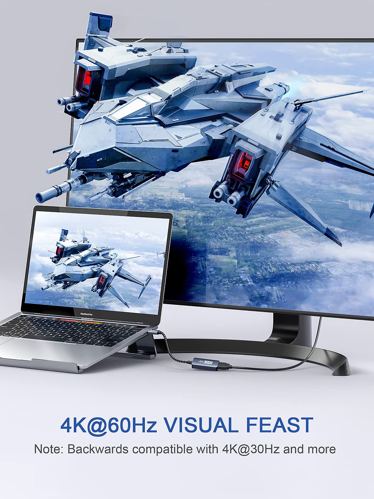 Dockteck Usb C To Hdmi Adapter 4K 60Hz Cable, Type-C To Hdmi Adapter [Thunderbolt 3/4 Compatible], Usb C To Hdmi Video Converter