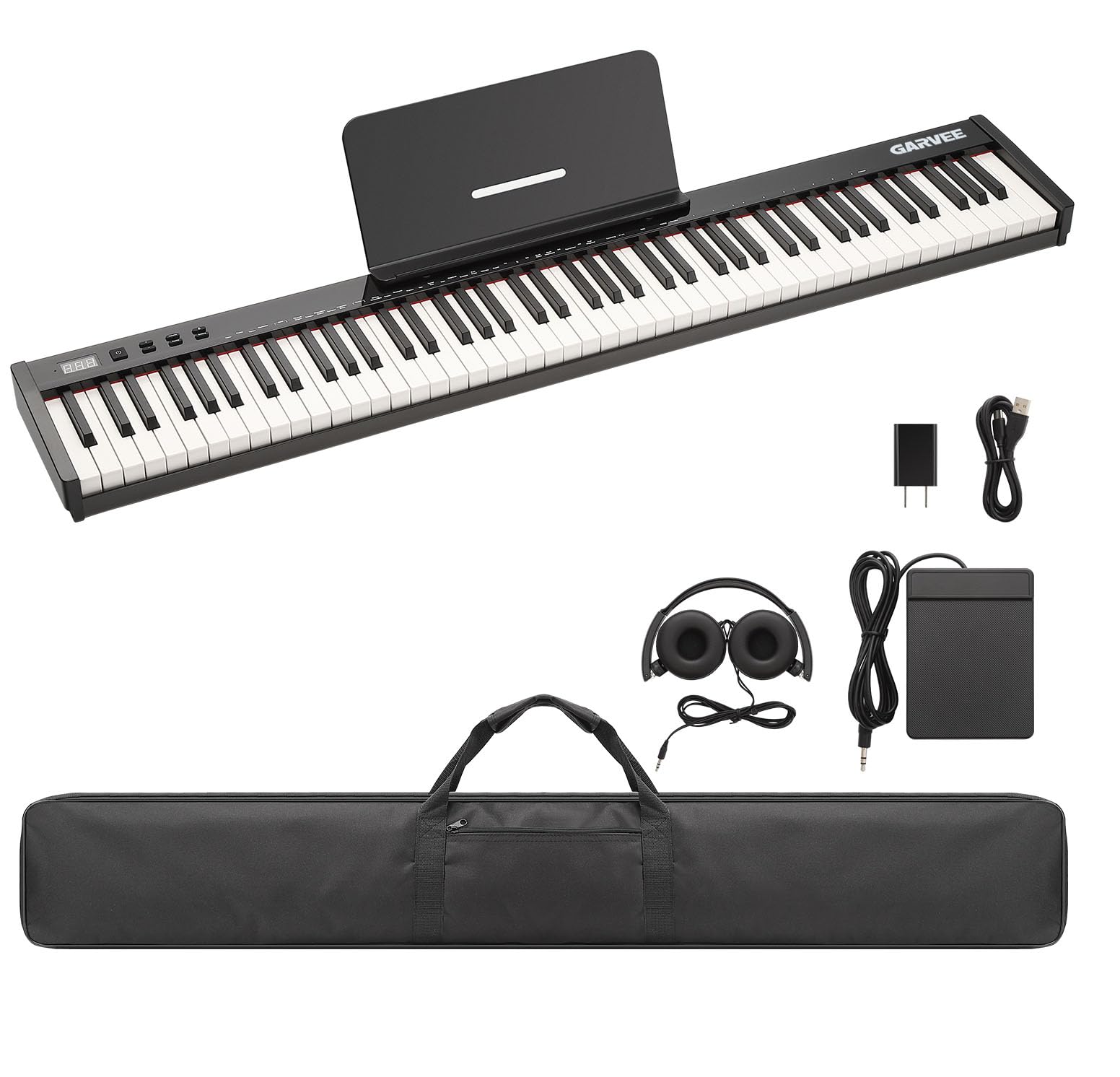 88 Key Weighted Folding Keyboard,Full Size Electric Piano Keyboard 88 Keys with for Beginners,Portable Case,Sustain Pedal,Black 