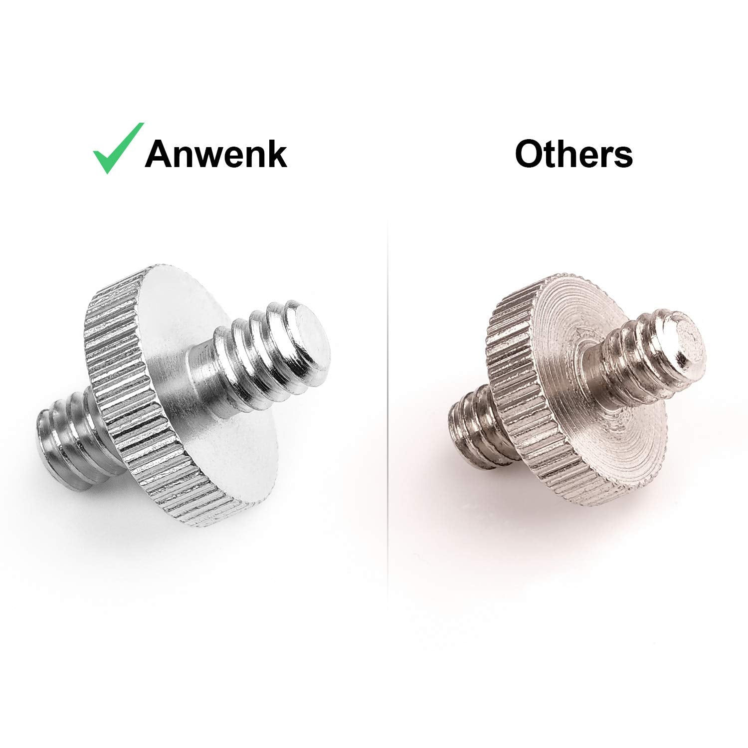 Anwenk Standard 1/4-20 Male To 1/4-20 Male Threaded Tripod Screw Adapter Standard Tripod Mounting Thread Camera Screw Adapter Co