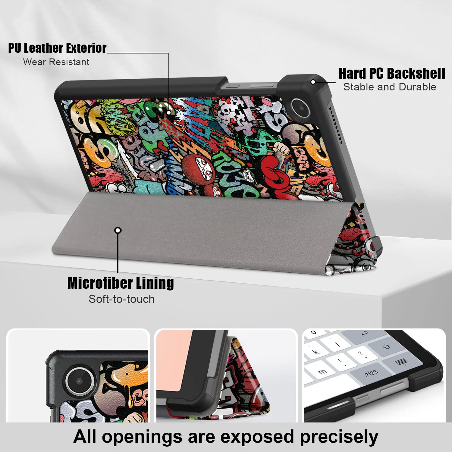 Dingguagua For Lenovo Tab M8 Gen 4 Case 2023,Lightweight Slim Shell Stand Cover For Lenovo Tab M8 4Th Gen Tablet Tb300Fu,Graffit