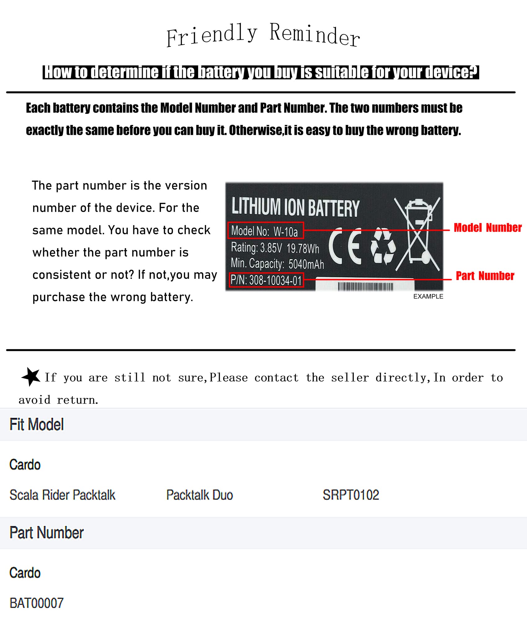 Estry Bat00007 Battery Replacement For Cardo Scala Rider Packtalk, Packtalk Duo, Srpt0102