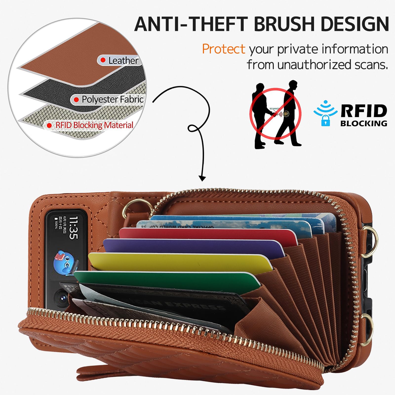 Ninki Compatible For Motorola Razr 2023 Case With Detachable Strap, Lanyard Hinge Protection Card Holder Wallet Phone Cover For