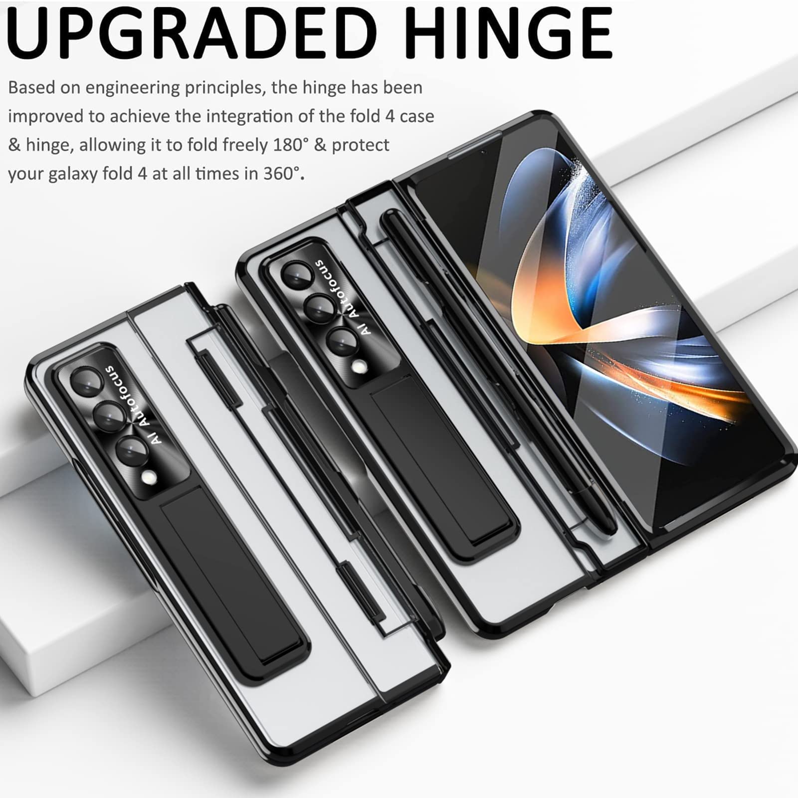 (New) Miimall For Samsung Galaxy Z Fold 4 Case With S Pen & Pen Holder, One Piece Design For Fold 4 Case With Screen Protector &