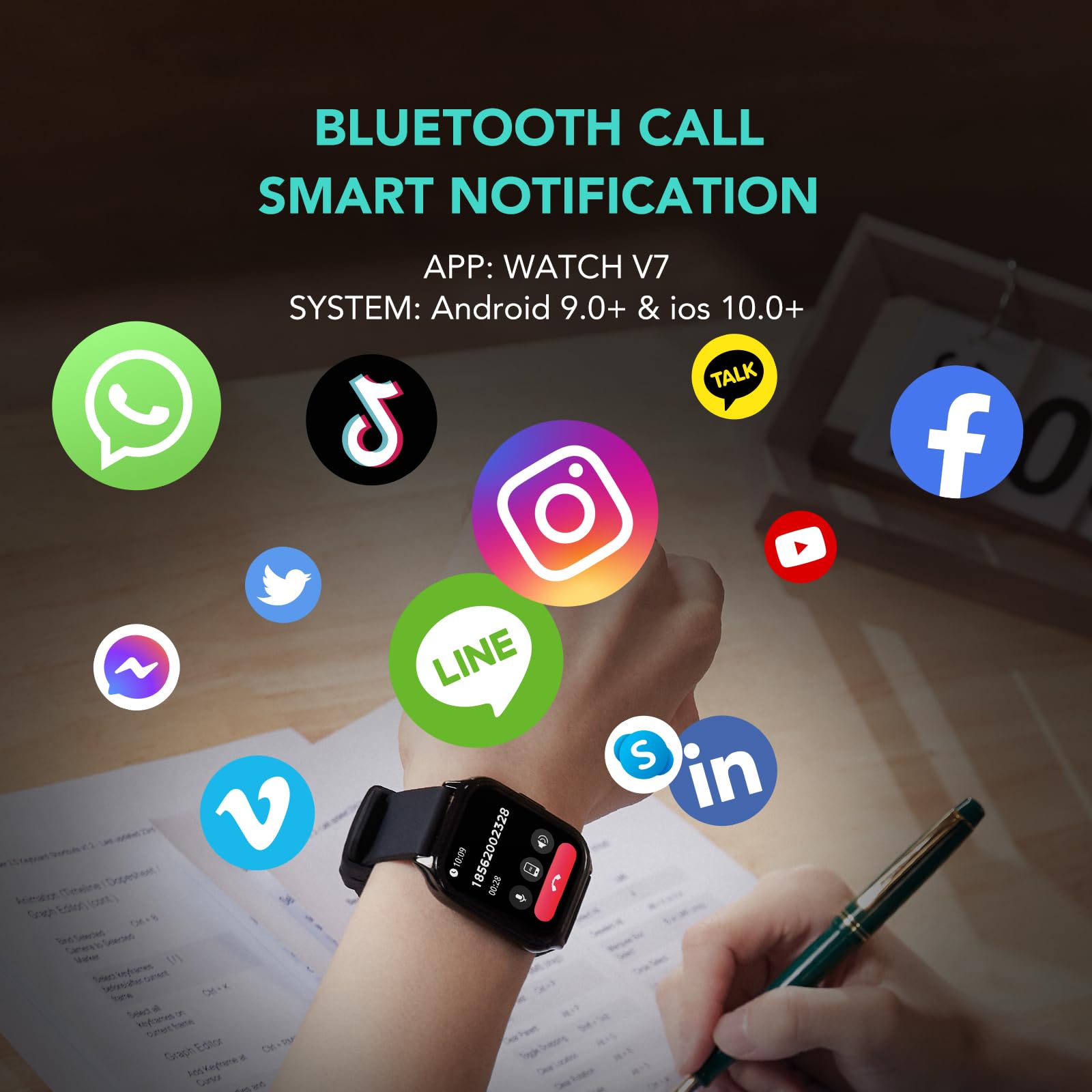 Skg Smart Watch For Men Women(Answer/Make Call), 1.95'' Smartwatch For Android Iphone, 123+ Sports Fitness Tracker With Game/Cal