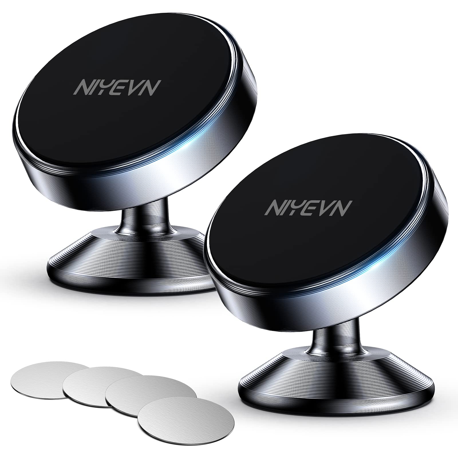 NIYEVN 2 Pack Magnetic Phone Holder for Car, [ Strong Magnet ] Magnetic Phone Holder, [ 360 Rotation ] Phone Magnet for Car, Com