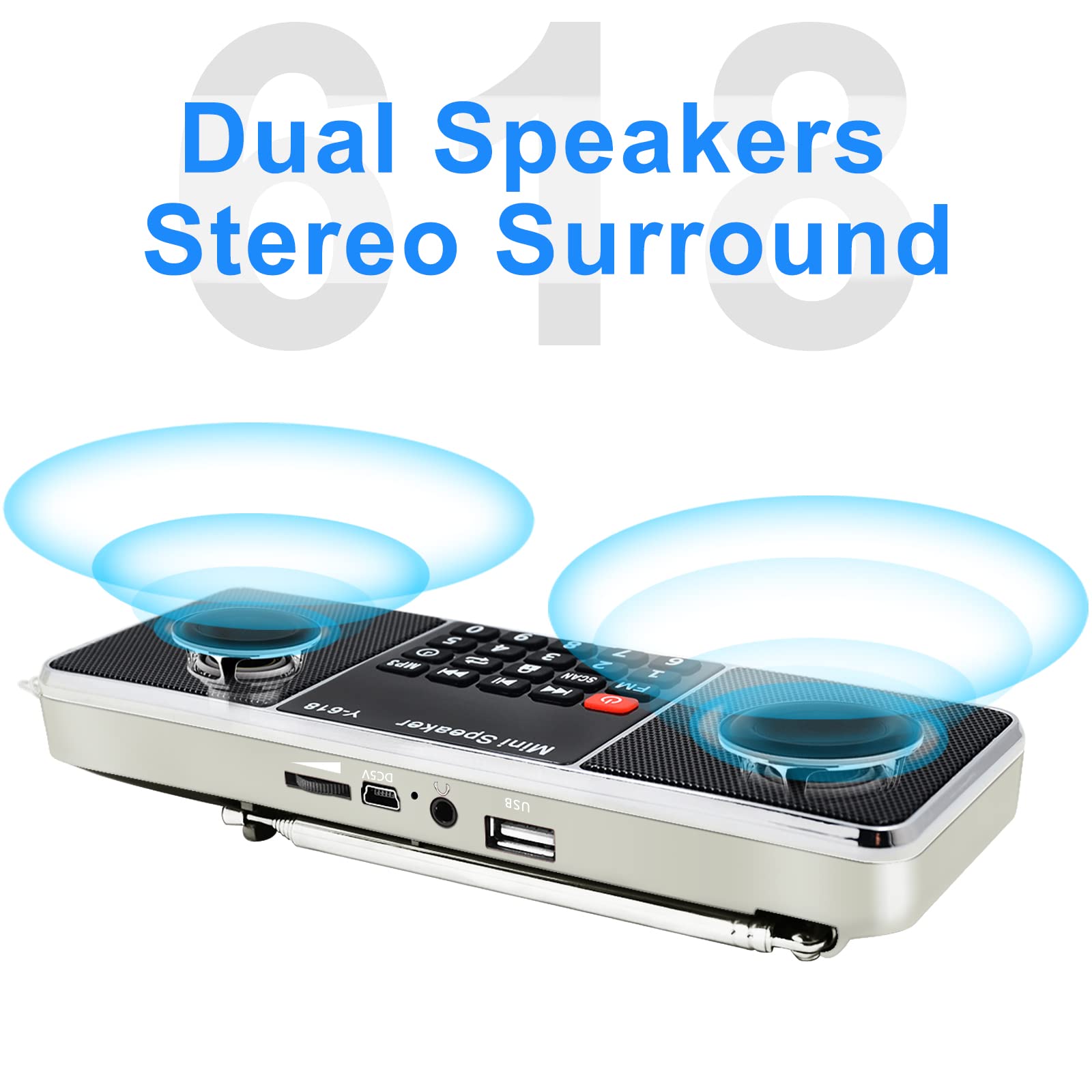 Lefon Multifunction Digital Fm Radio Media Speaker Mp3 Music Player Support Tf Card Usb Drive With Led Screen Display And Settin