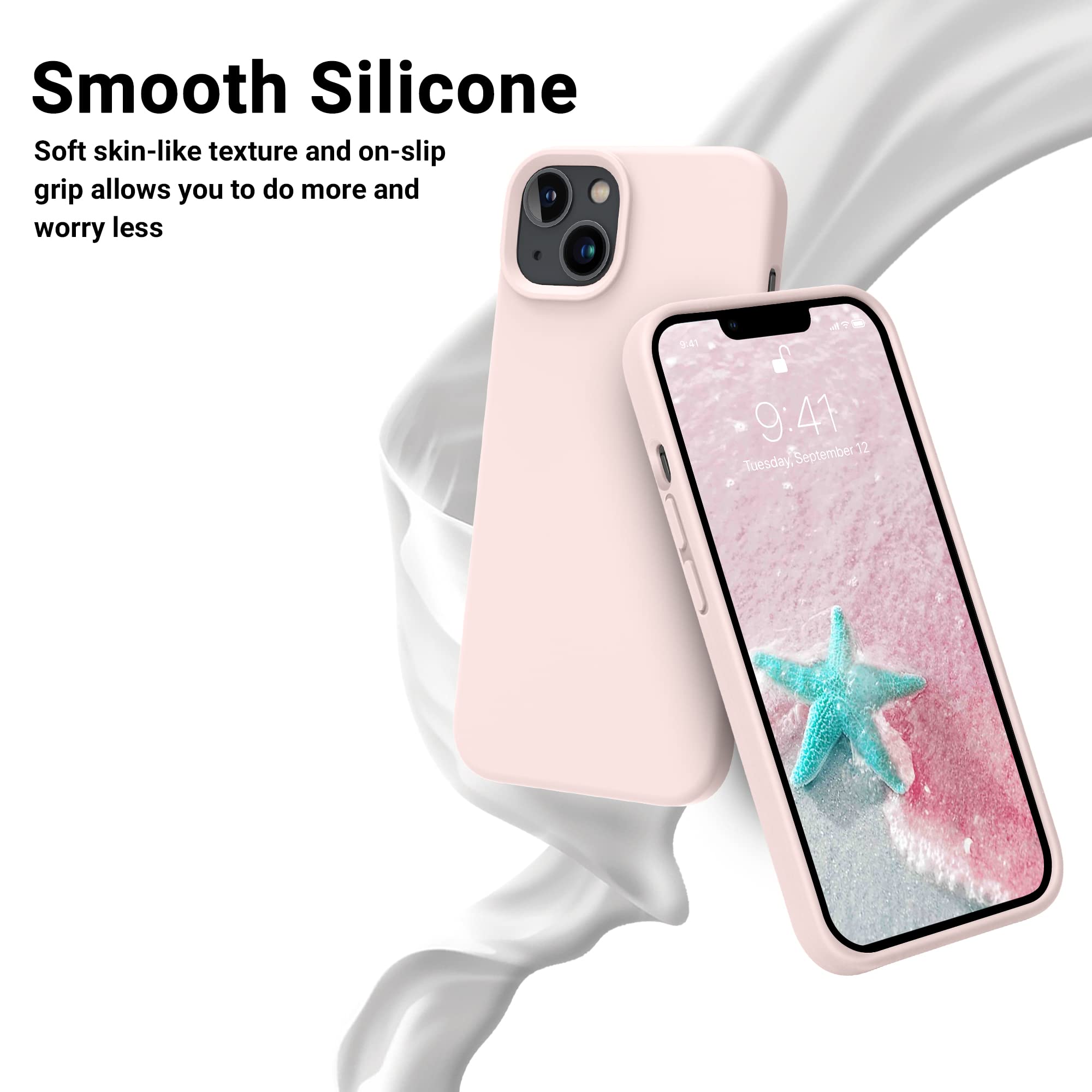 Otofly Designed For Iphone 14 Case, Silicone Shockproof Slim Thin Phone Case For Iphone 14 6.1 Inch (Chalk Pink)