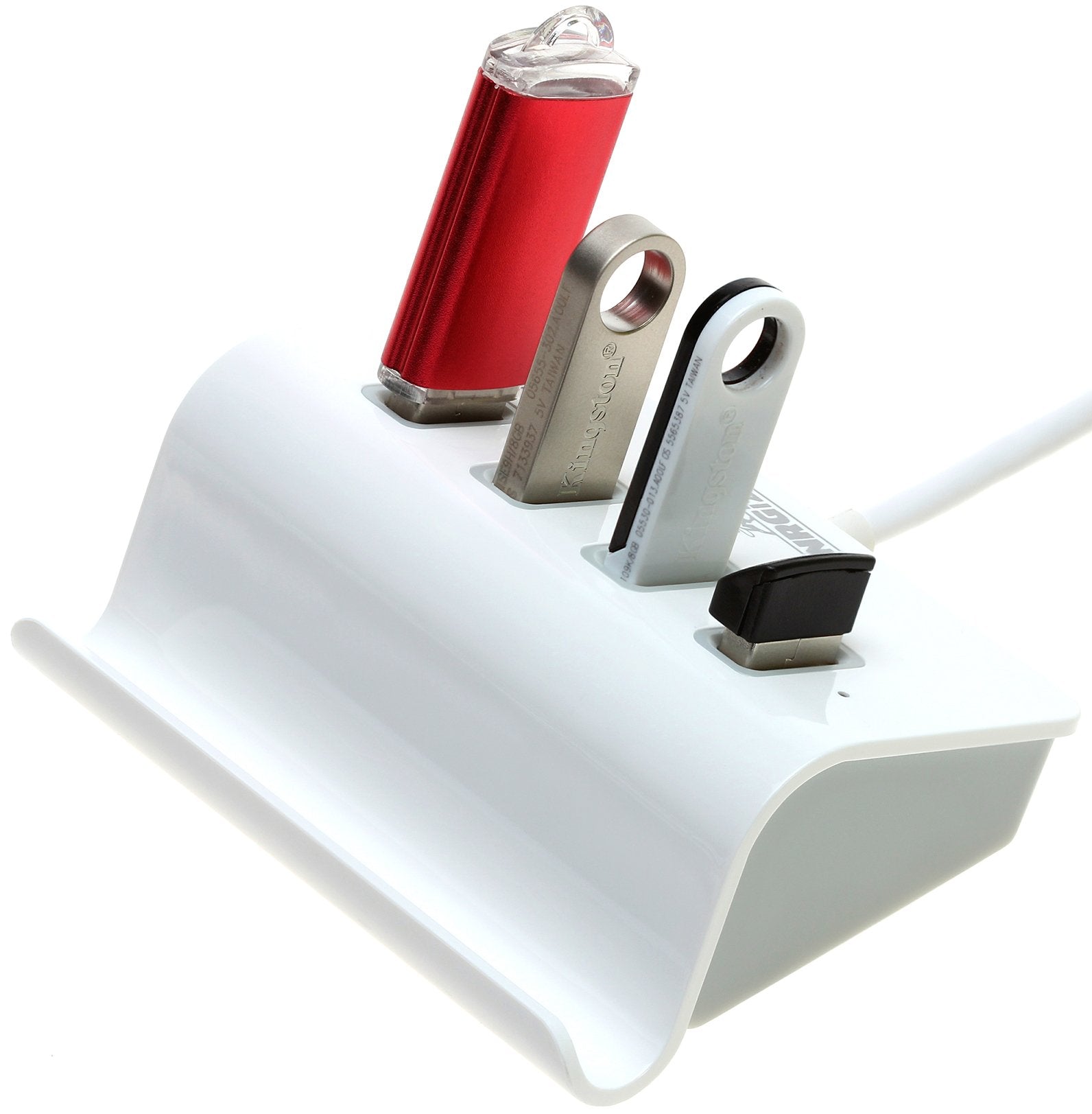 Artix M-325 Usb 3.0 4-Port Portable Hub (Not A Charger) With 2-Foot Usb 3.0 Cable - 4-Port Hub With Stand (Silver)