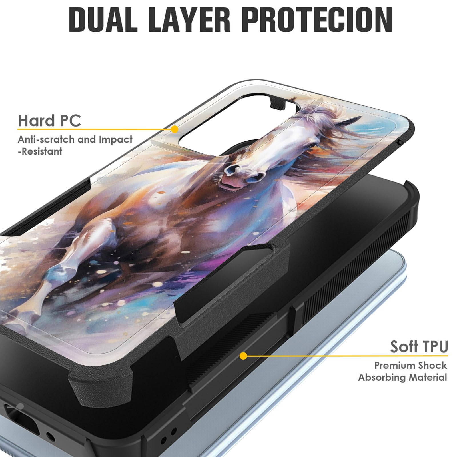 Cicplkse For Galaxy A54 5G Case,Dual Layer Heavy Duty Hybrid Shockproof Hard Pc Soft Silicone Tpu Bumper Protective Cover Case F