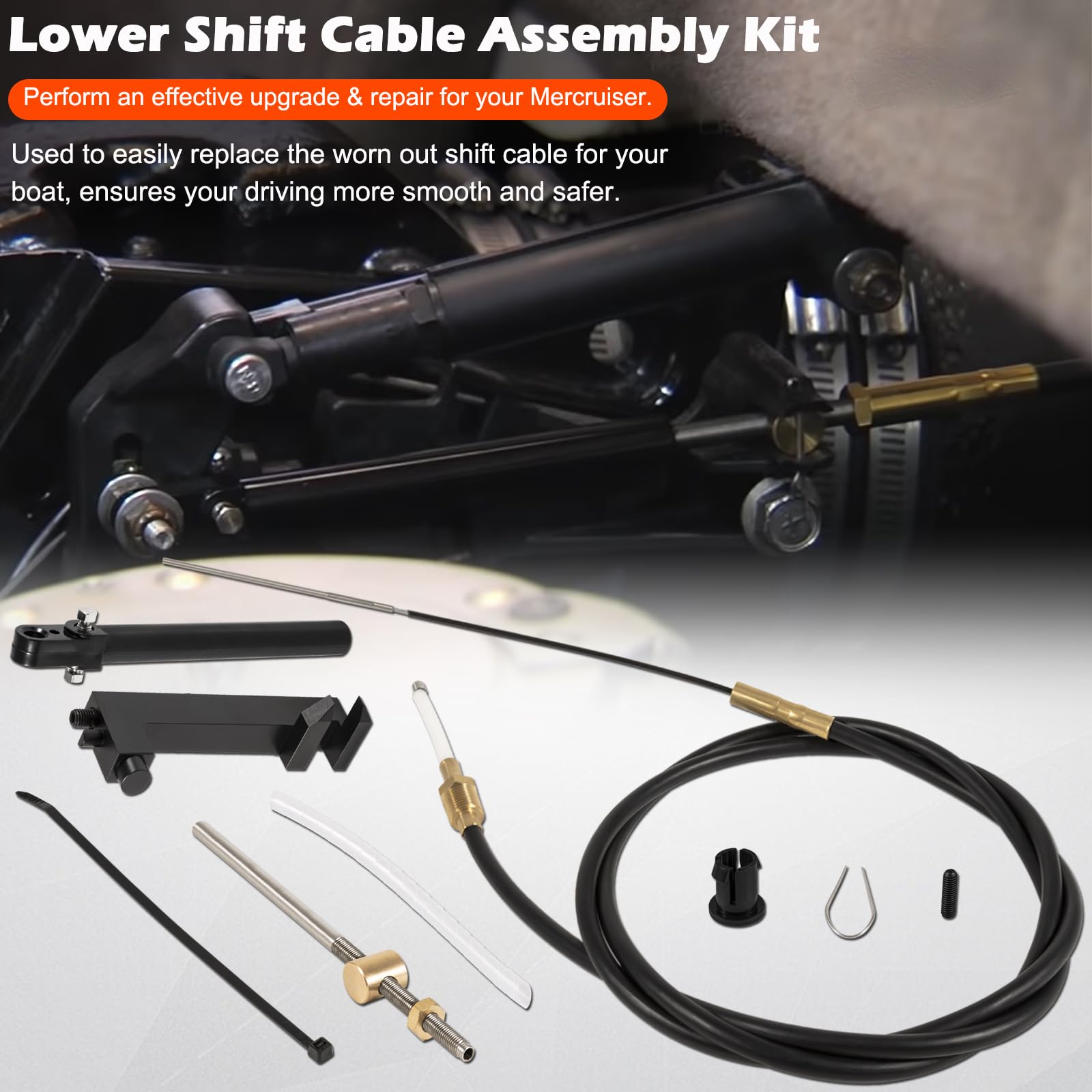 865436A02 Lower Shift Cable Kit Fits For Mercruiser Alpha One & Gen Two 1 2 Mr Mc 1978 & Newer, Replaces For Mercruiser 19543A10