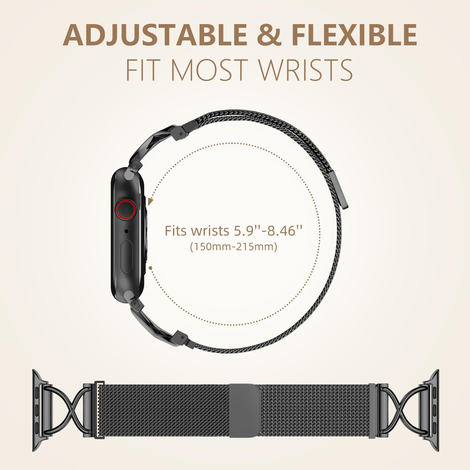 Dirrelo Metal Band Compatible With Apple Watch Bands 44Mm 41Mm 40Mm 38Mm 42Mm 44Mm 45Mm 49Mm Men Women, Mesh Magnetic Clasp Stai