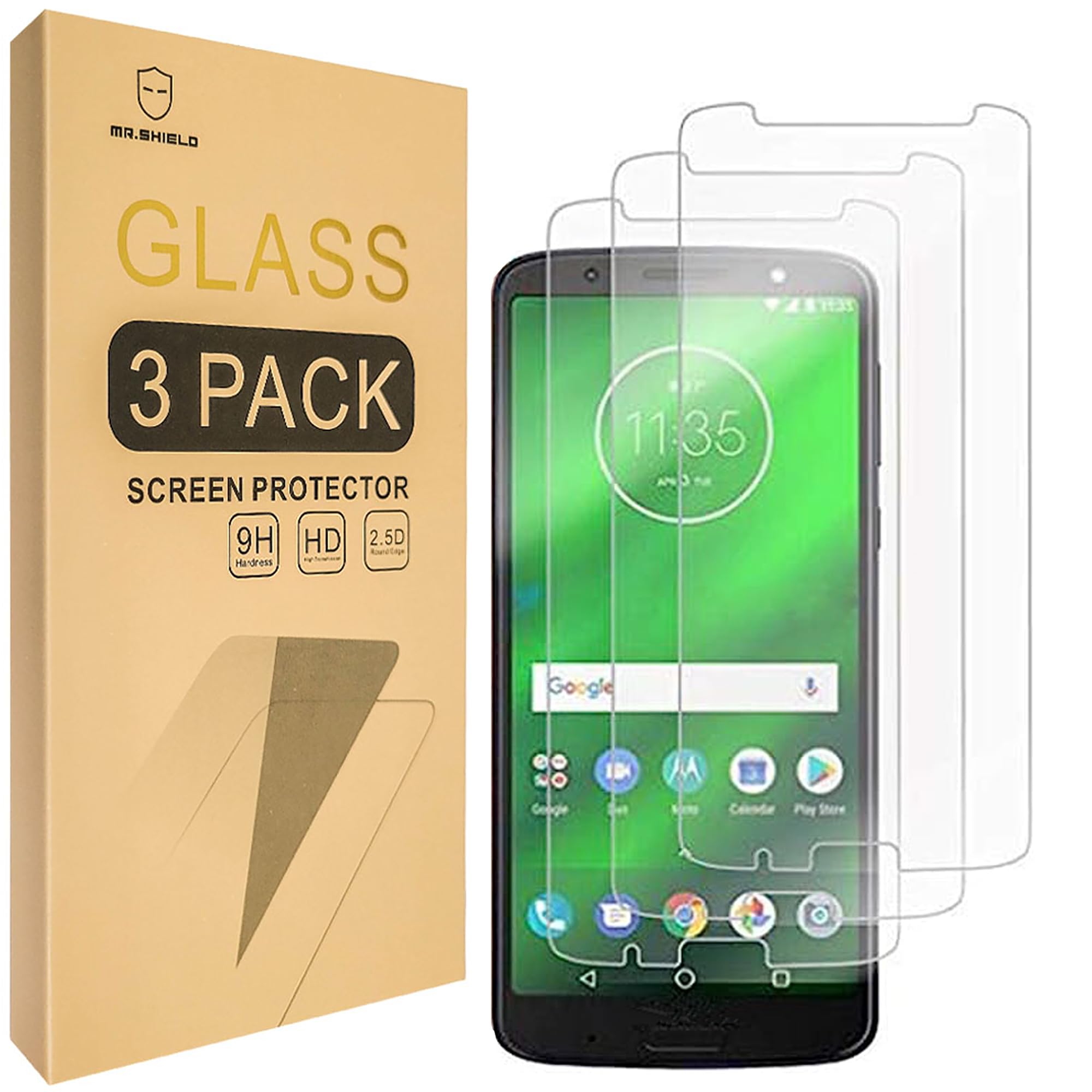 Mr.Shield [3 Pack] Designed For Moto G6 Plus [Tempered Glass] Screen Protector [Japan Glass With 9H Hardness] With Lifetime Repl