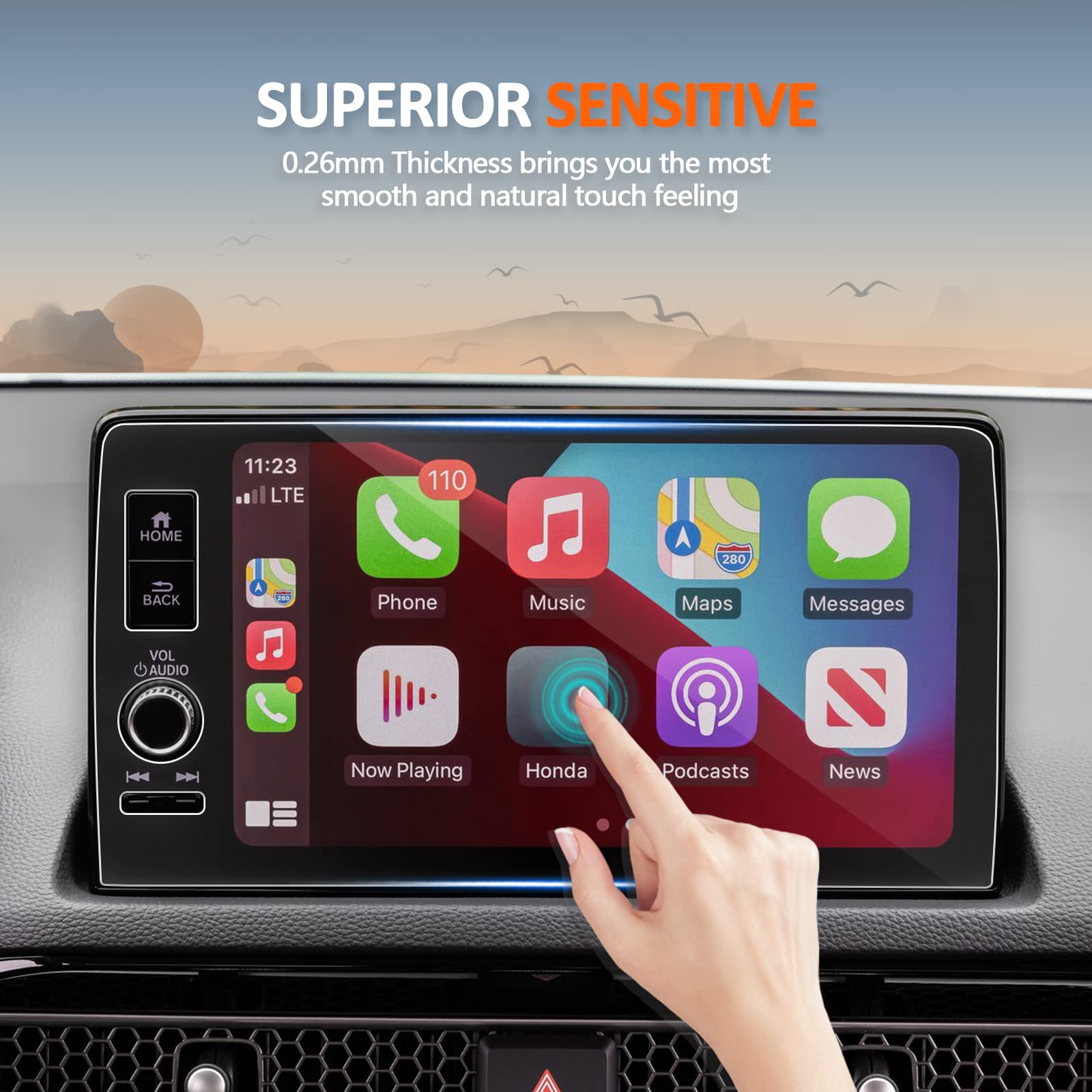 2 Pack Anti Reflection 9' Screen Protector For 2023 2024 2025 Honda Cr V, 2023 2025 Civic, 2023 2025 Hrv Radio Cover Crv Hrv Civic 2024 2025 Accessories Cover Ar (2Pcs) 9'Ar Anti Glare Ultra Clear