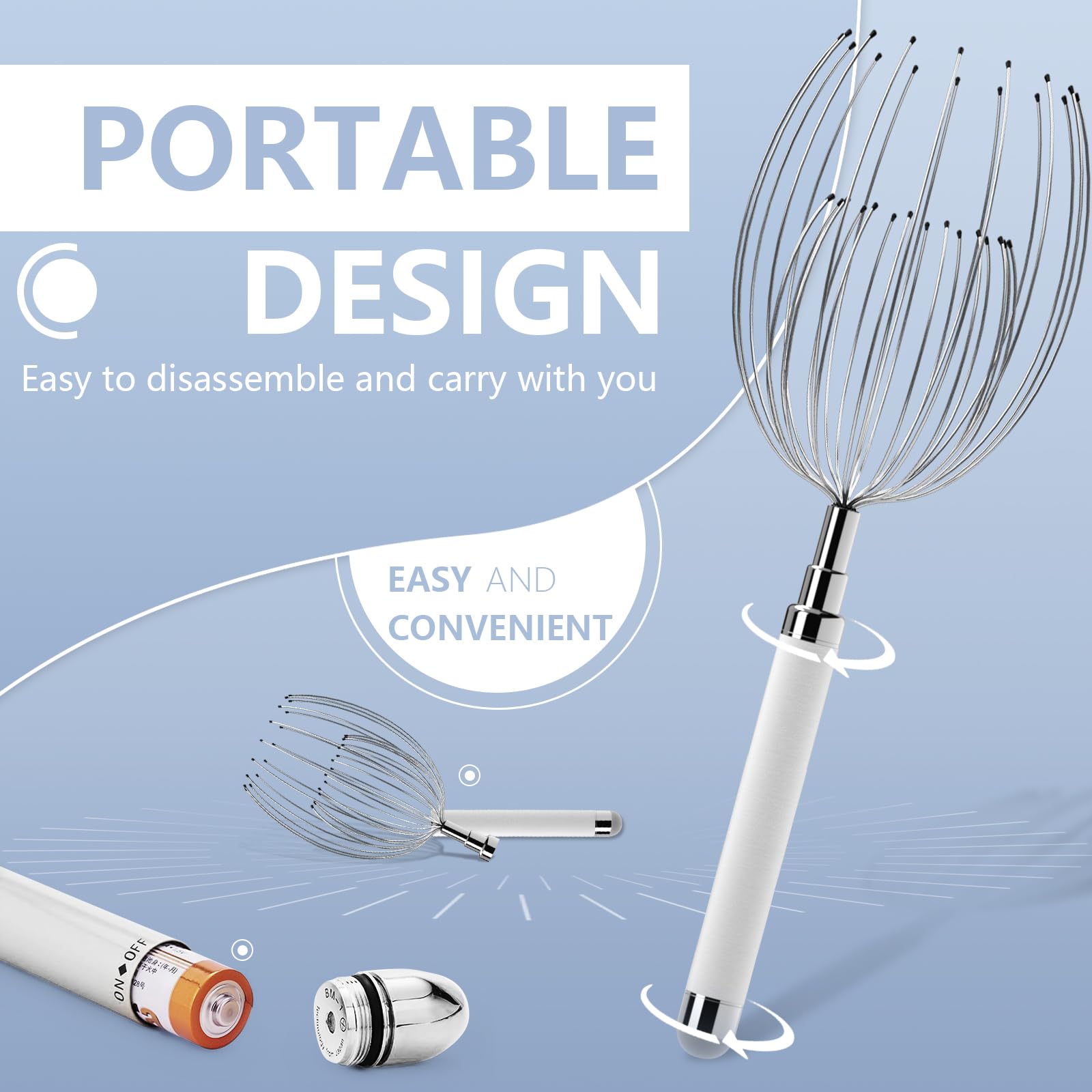 Winyoung Electric Scalp Massager, Handheld Hair Massage Tool Electric Head Scratcher Massager Whisk, 20-Finger Design Head Massa