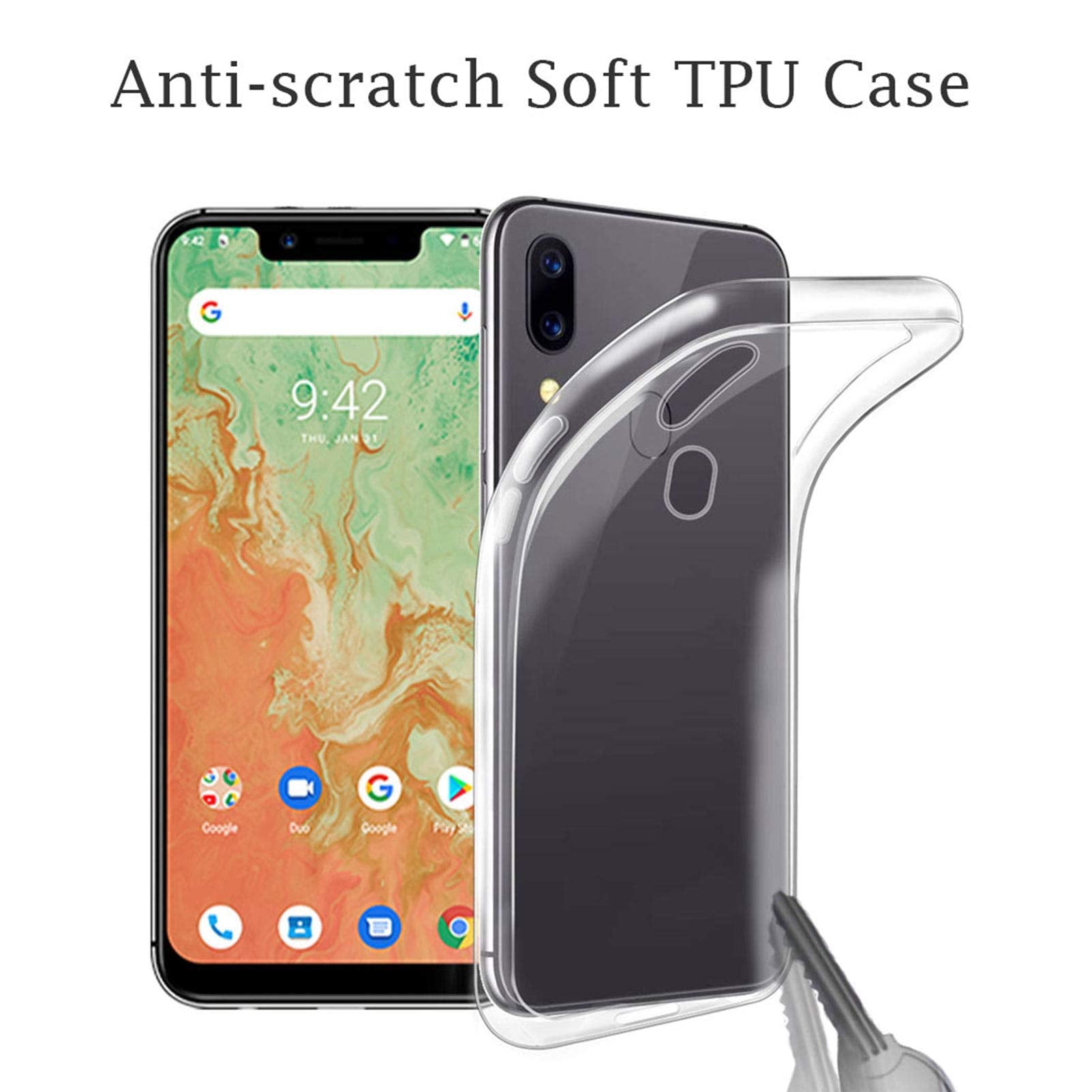 Aqgg For Ulefone Note 6 [6.10Inch] Case, Soft Silicone Bumper Shell Transparent Flexible Rubber Phone Protective Cases Tpu Cover