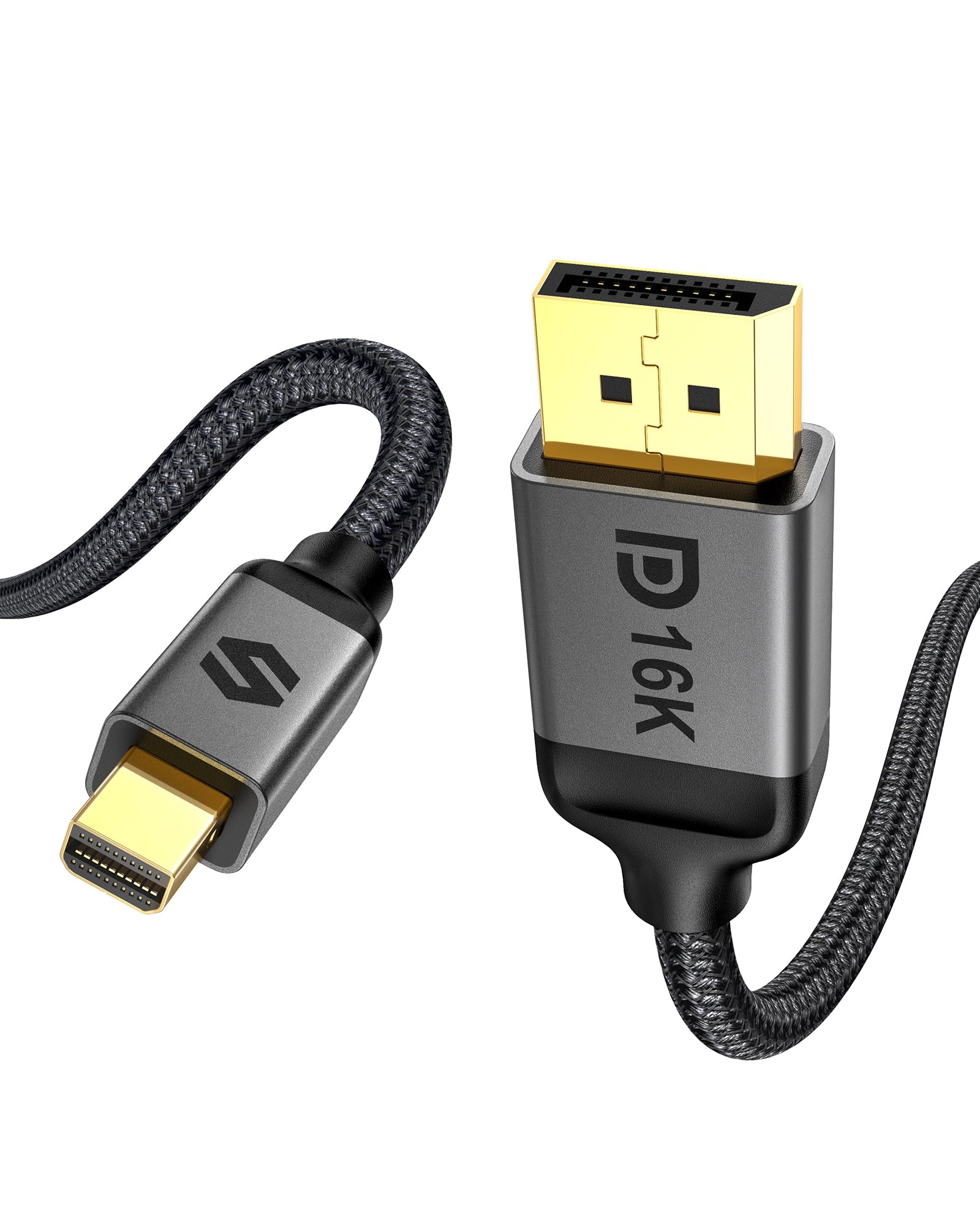 Silkland 16K Mini Displayport To Displayport 2.1 Cable, [16K@60Hz, 8K@120Hz, 4K@144Hz] Hdr, Dsc1.2A, G Sync Freesync, Mini Dp [Thunderbolt 2] For Gaming Laptop, Macbook, Imac, Monitor, 3.3Ft