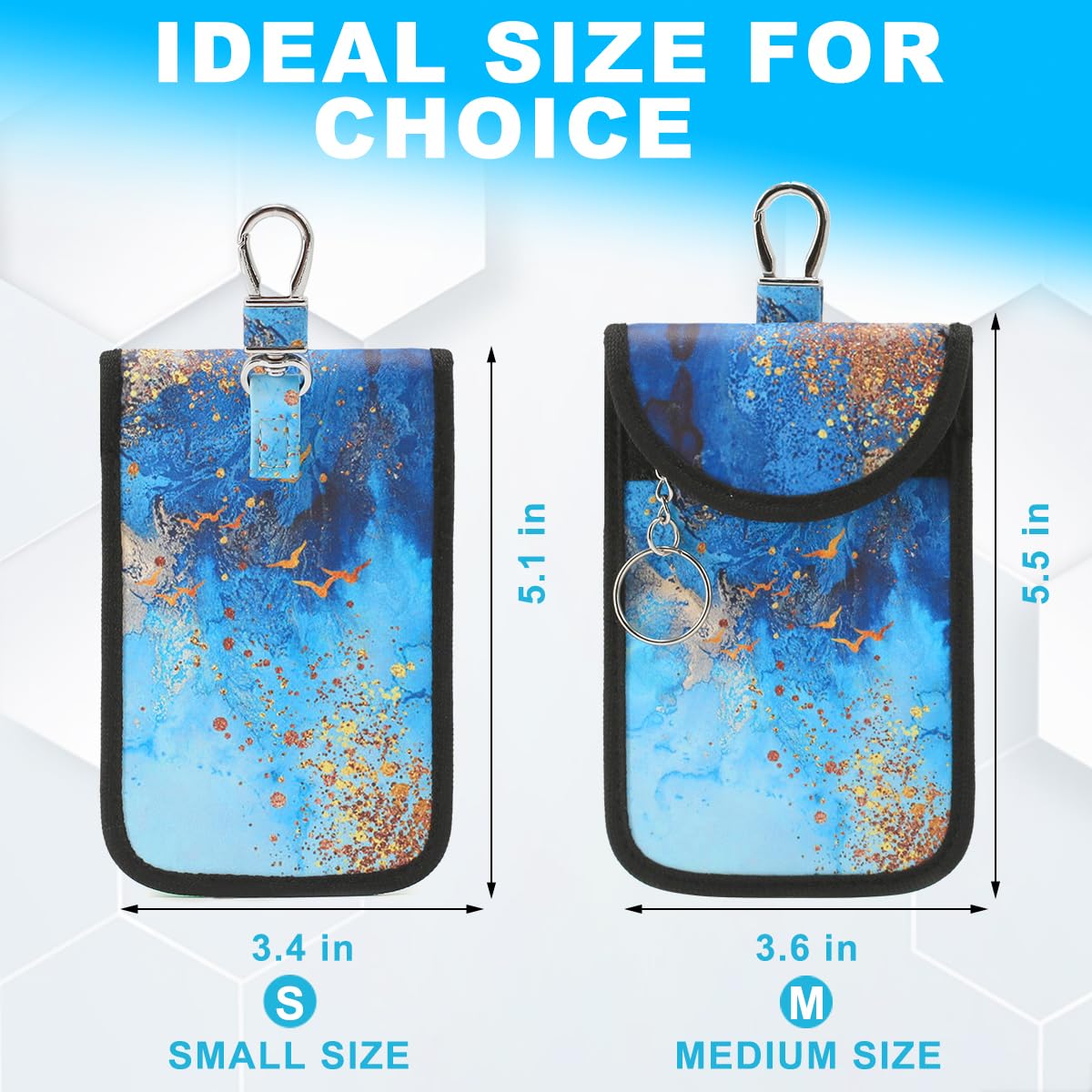 Tildosac 2 Pack Lightweight Faraday Key Fob Protector,Signal Blocking Rfid Key Fob For Car - Blue