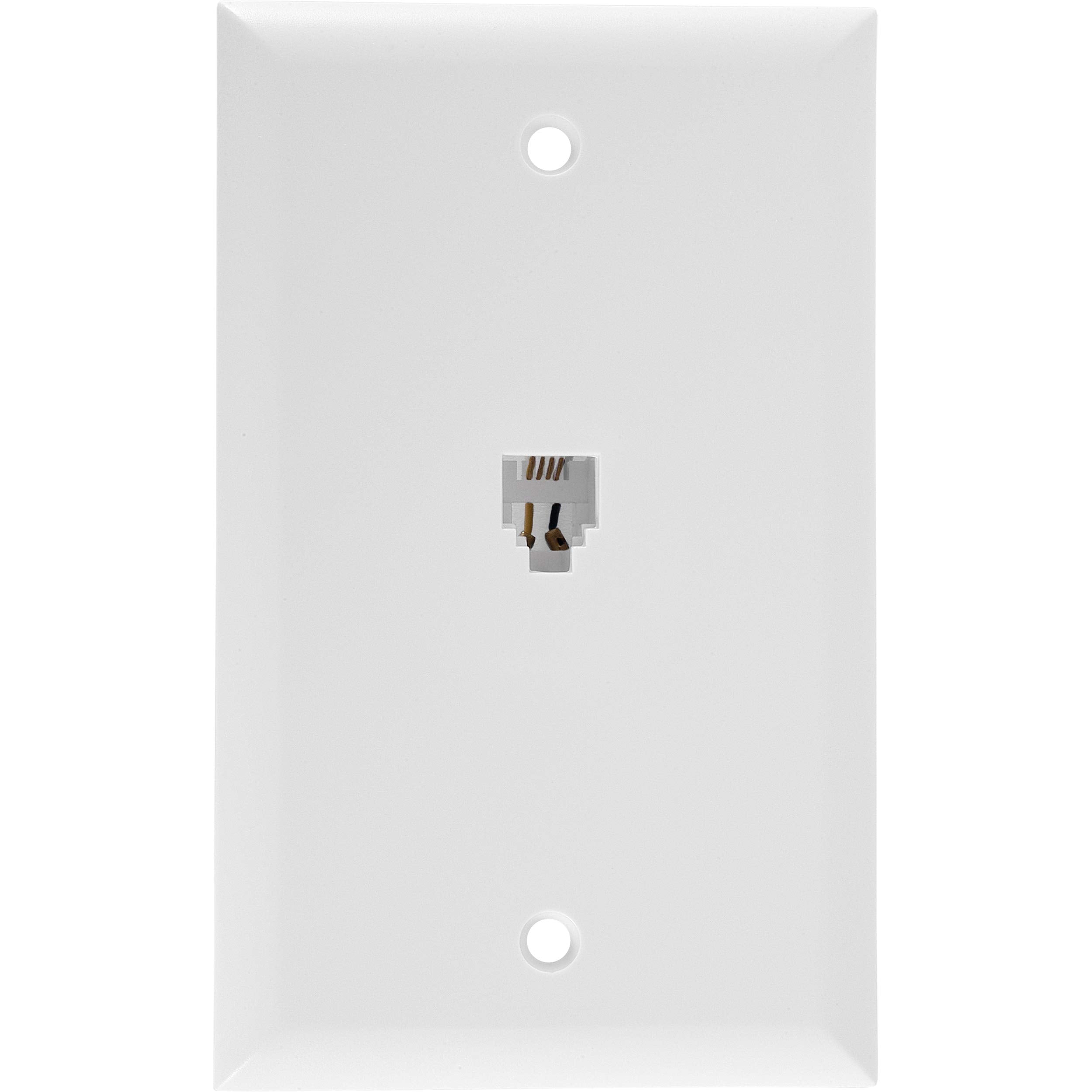 Power Gear Wall Jack With Wallplate, Compatible With Rj11 & Rj14 Phone Jacks, Flush Mount Design, White, 76197