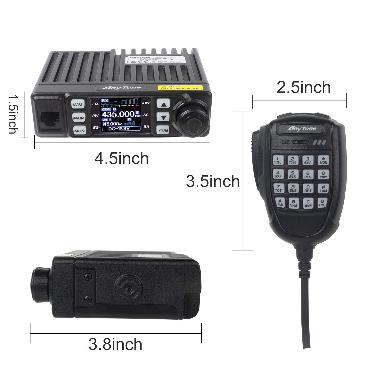 Anytone Mini Size Dual Band Transceiver Mobile Radio Vhf/Uhf Two Way Radio At 779Uv For Car Vehicle Black