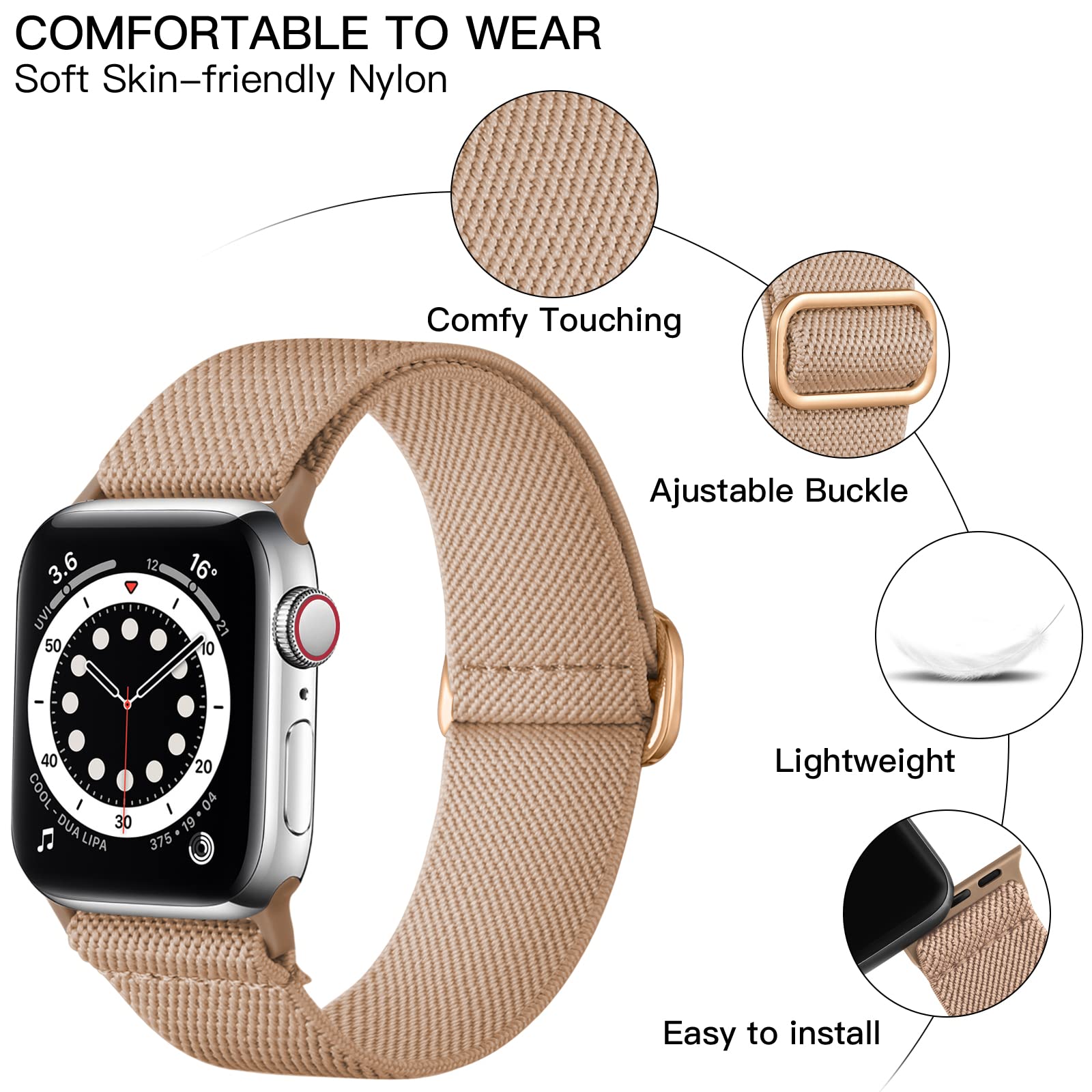 Lerobo Elastic Band Compatible With Apple Watch Series 9 45Mm Se 44Mm 46Mm Ultra 2 49Mm 42Mm Stretchy Solo Loop Band Series 10 8