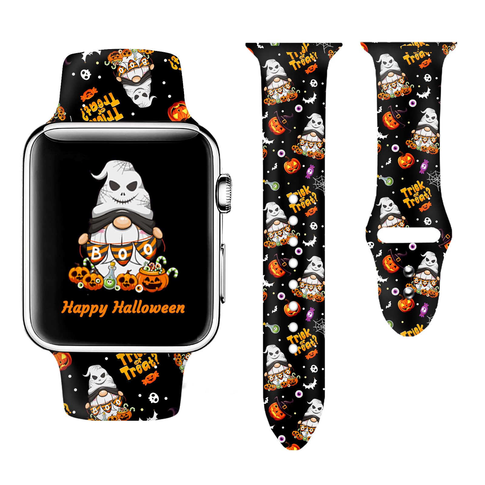 Halloween Trick Or Treat Pumpkin Fashion Sport Watch Band Compatible With Apple Watch 38Mm 40Mm 41Mm 42Mm 44Mm 45Mm 49Mm For Wom
