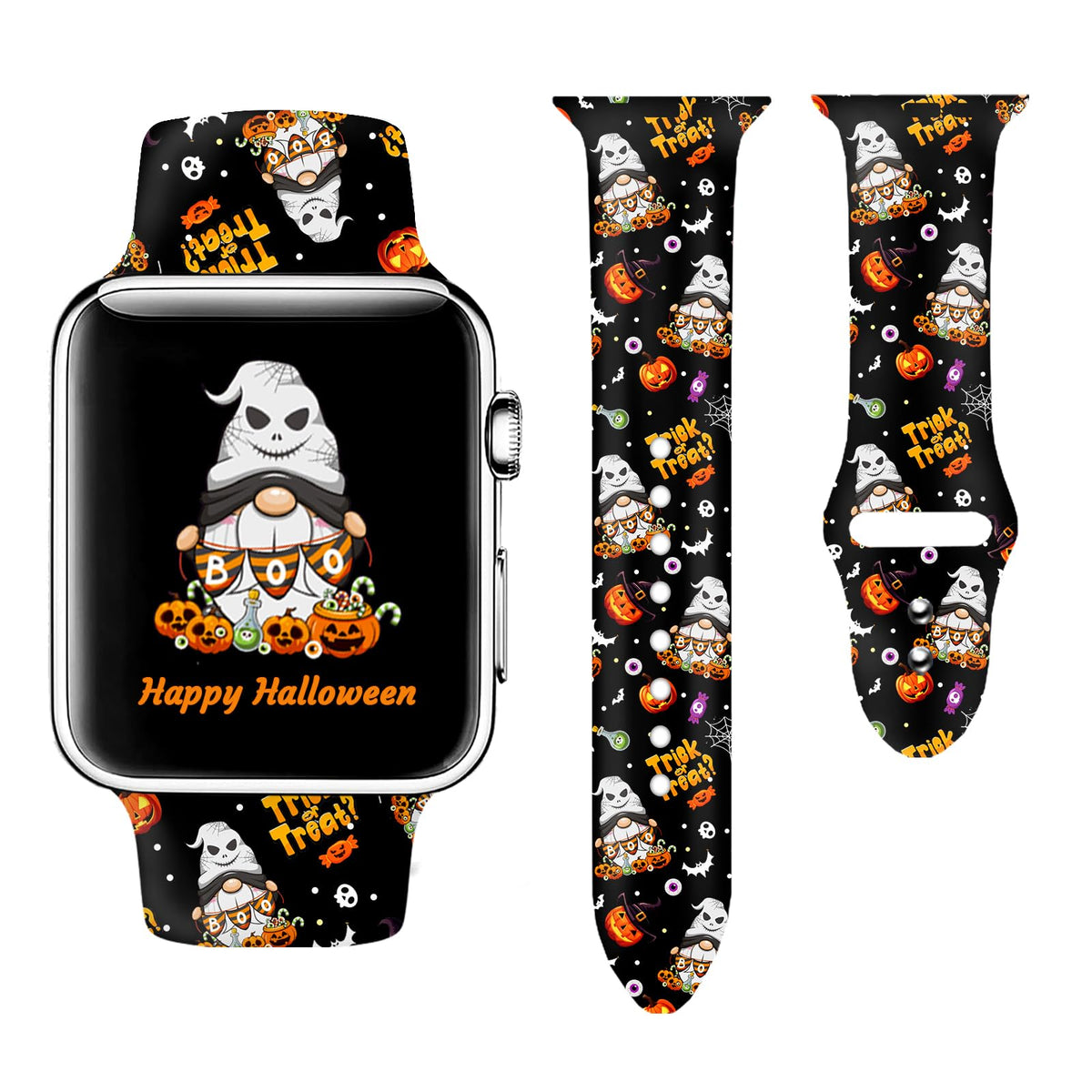 Halloween Trick Or Treat Pumpkin Fashion Sport Watch Band Compatible With Apple Watch 38Mm 40Mm 41Mm 42Mm 44Mm 45Mm 49Mm For Wom