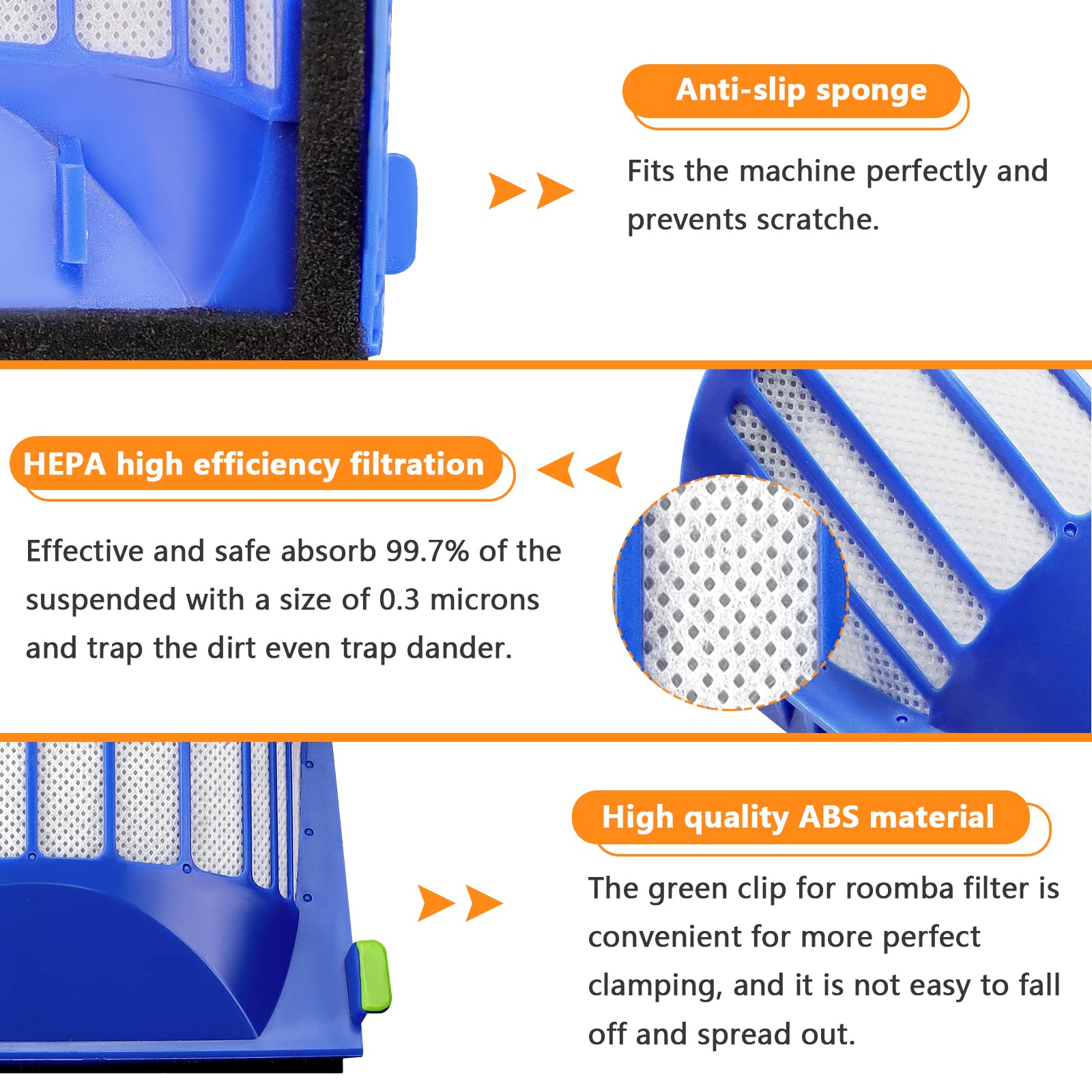 10 Pack Aero Vac Filter By Blutoget   Compatible For Irobot Roomba 500 & 600 Series 536 550 551 595 614 620 630 645 650 655 660