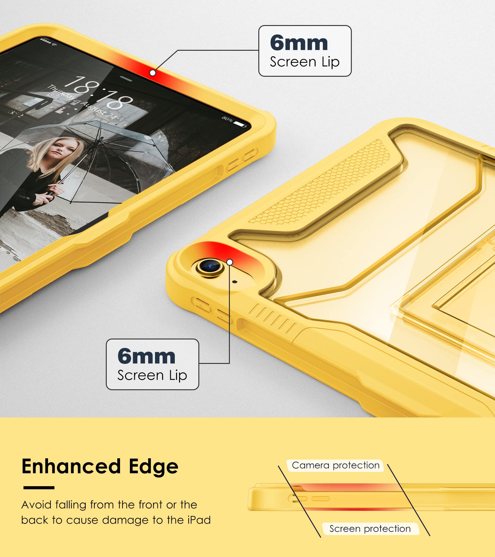 Vikesi For Ipad 10Th Generation Kickstand Protective Case 2022,Ipad 10.9 Inch Shockproof Cover With Matte Frosted Back   Banana