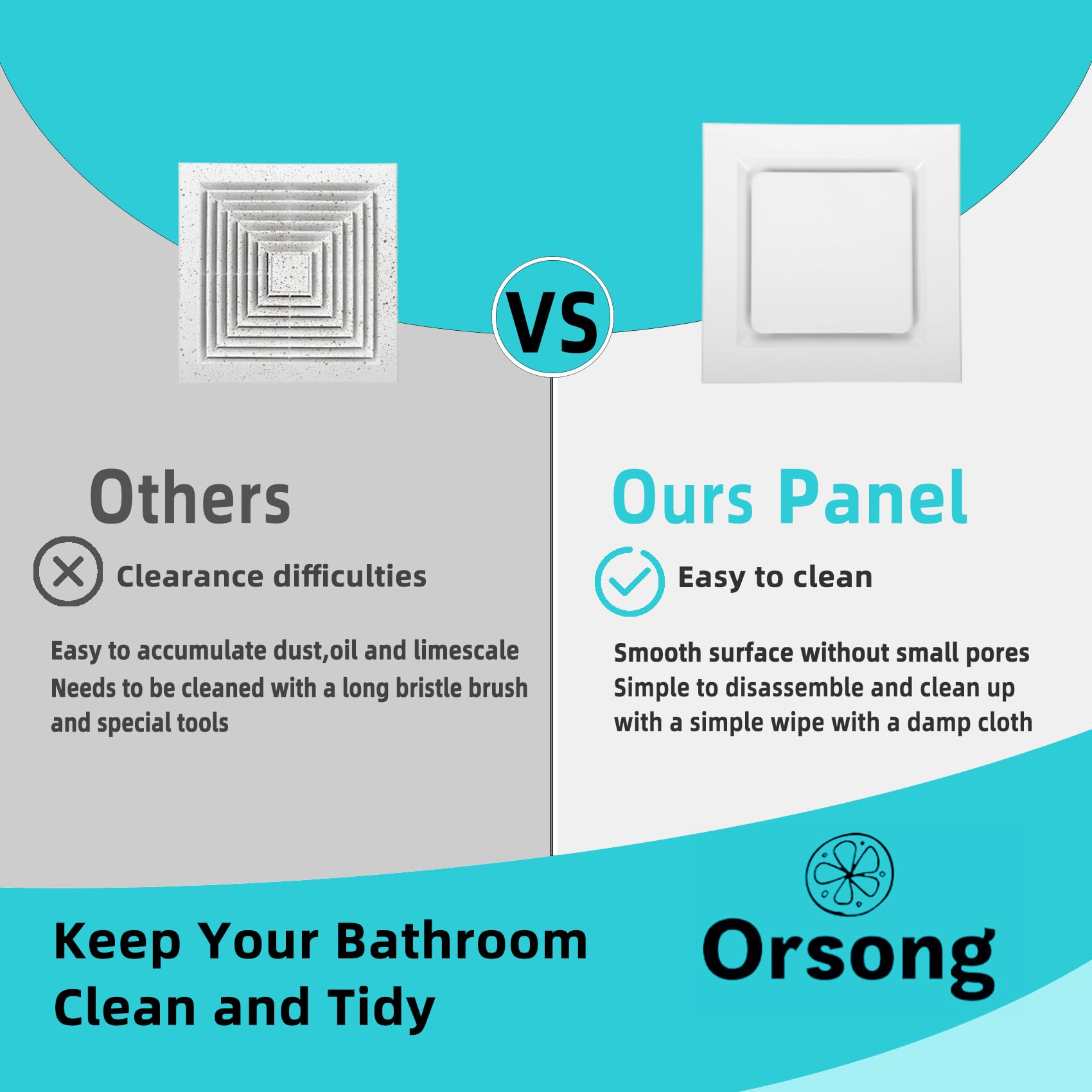 Orsong Bathroom Exhaust Fan Without Light,11 Inch Hole Size,28W Pure Copper Motor,130 Cfm 1.0 Sones Quiet Ceiling Exhaust Fan,4