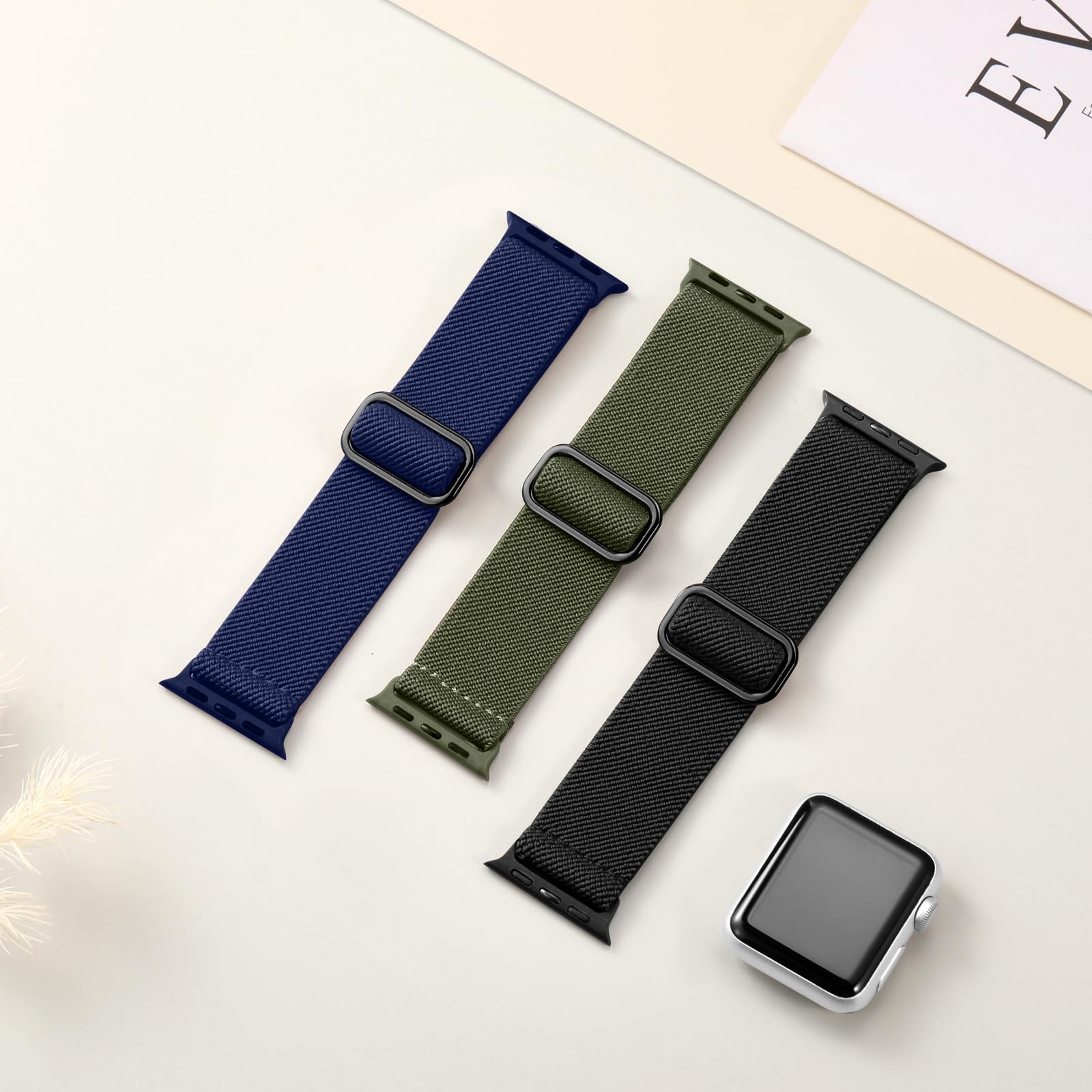 Daqin 3 Pack Stretchy Solo Loop Compatible With Apple Watch Band 44Mm 45Mm 42Mm 49Mm 41Mm 40Mm 38Mm Women Men,Nylon Elastic Spor