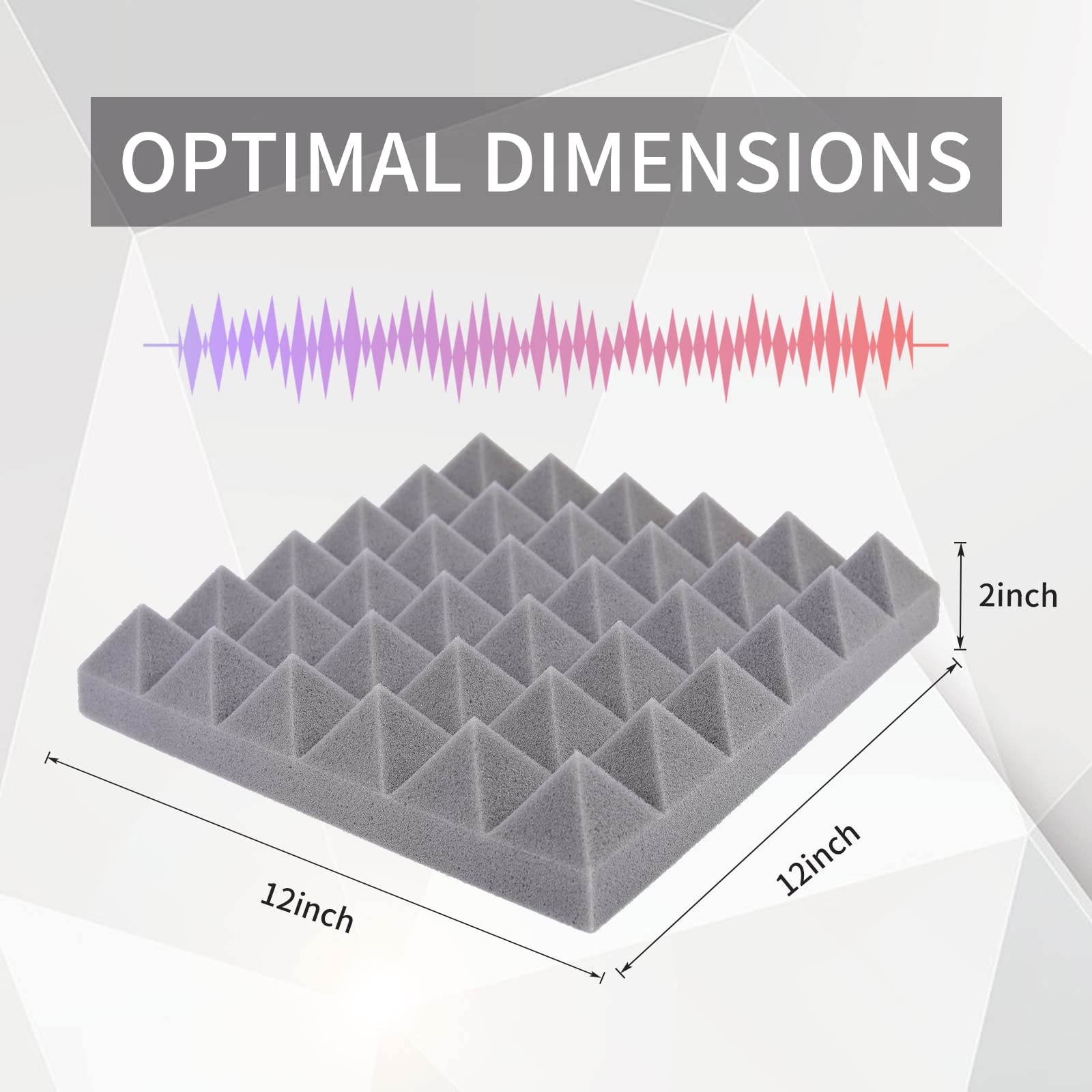 Musfunny Sound Proof Foam Panels, 12 Pcs 2'' X 12'' X 12'' Acoustic Foam Panels Sound Absorbing Wall Panels For Studio Recording