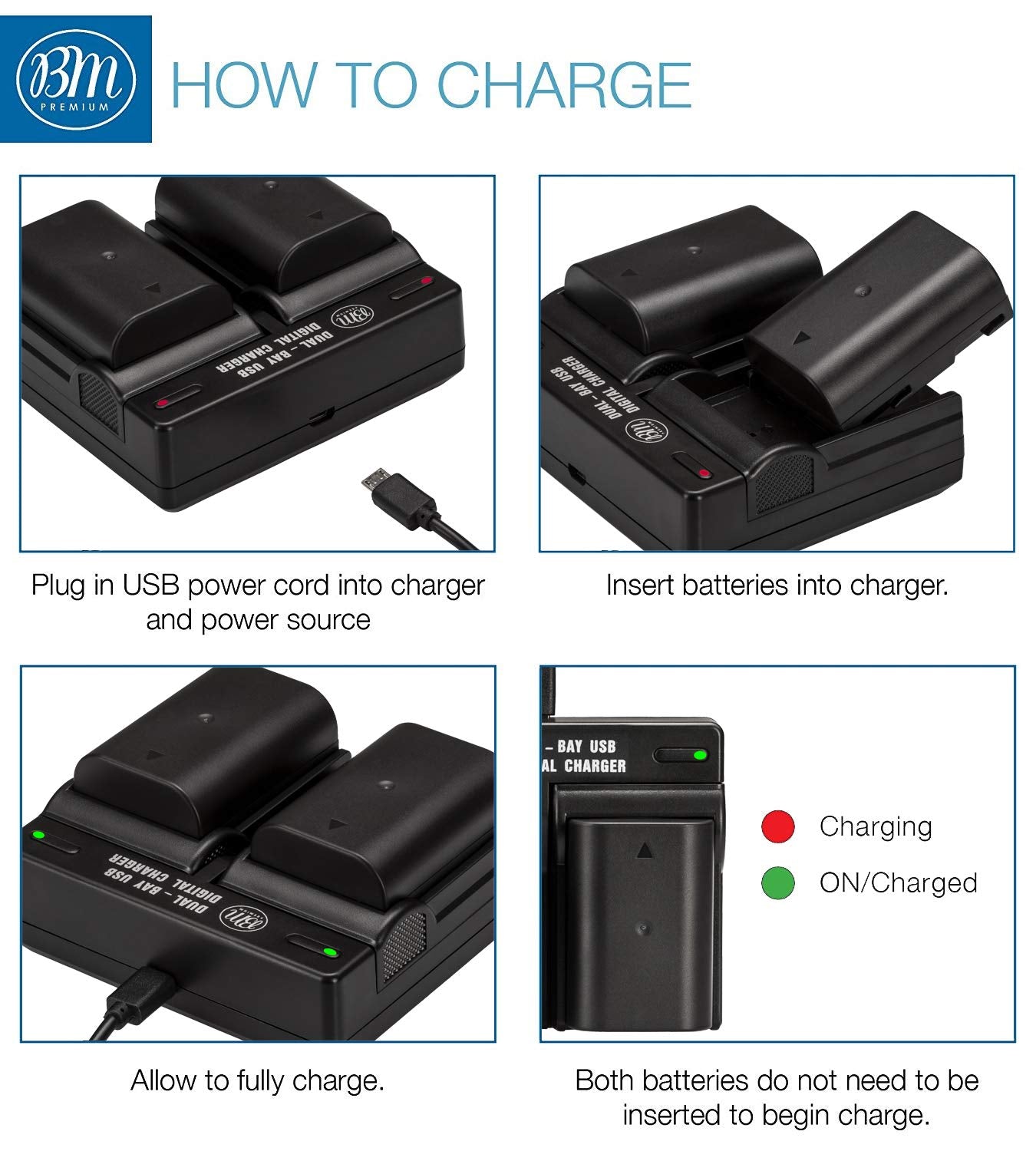 BM Premium 2 Pack of DMW BLF19, DMW BLF19e, DMW BLF19PP Batteries and Dual Battery Charger for Panasonic Lumix DC G9, DC GH5, DMC GH3, DMC GH3K, DMC GH4, DMC GH4K Digital Camera