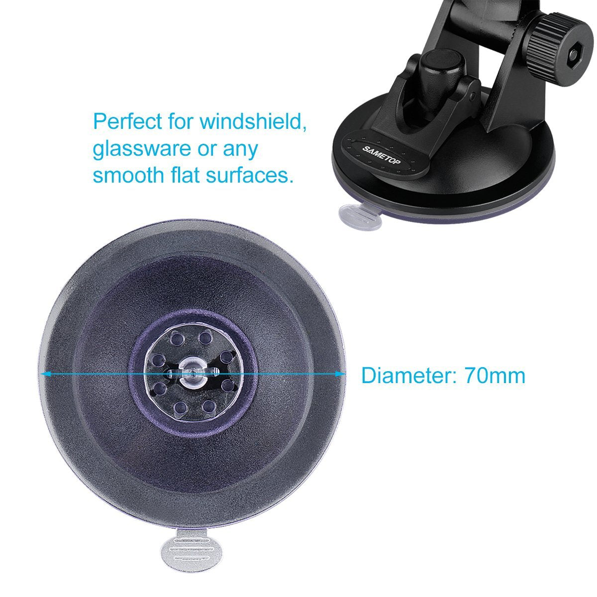 Sametop Suction Cup Mount Compatible With Gopro Hero 13, 12, 11, 10, 9, 8, 7, 6, 5, 4, Session, 3+, 3, 2, 1, Hero (2018), Max, Fusion, Dji Osmo Action Cameras; Perfect For Car Windshield And Window