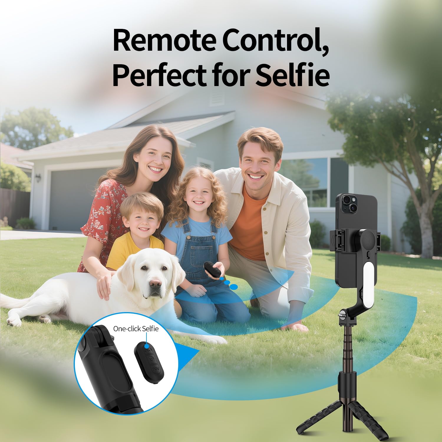 Toallin Gimbal Stabilizer For Smartphone, With Adjustable Fill Light, Remote Control, Retractable And Foldable Selfie Stick For