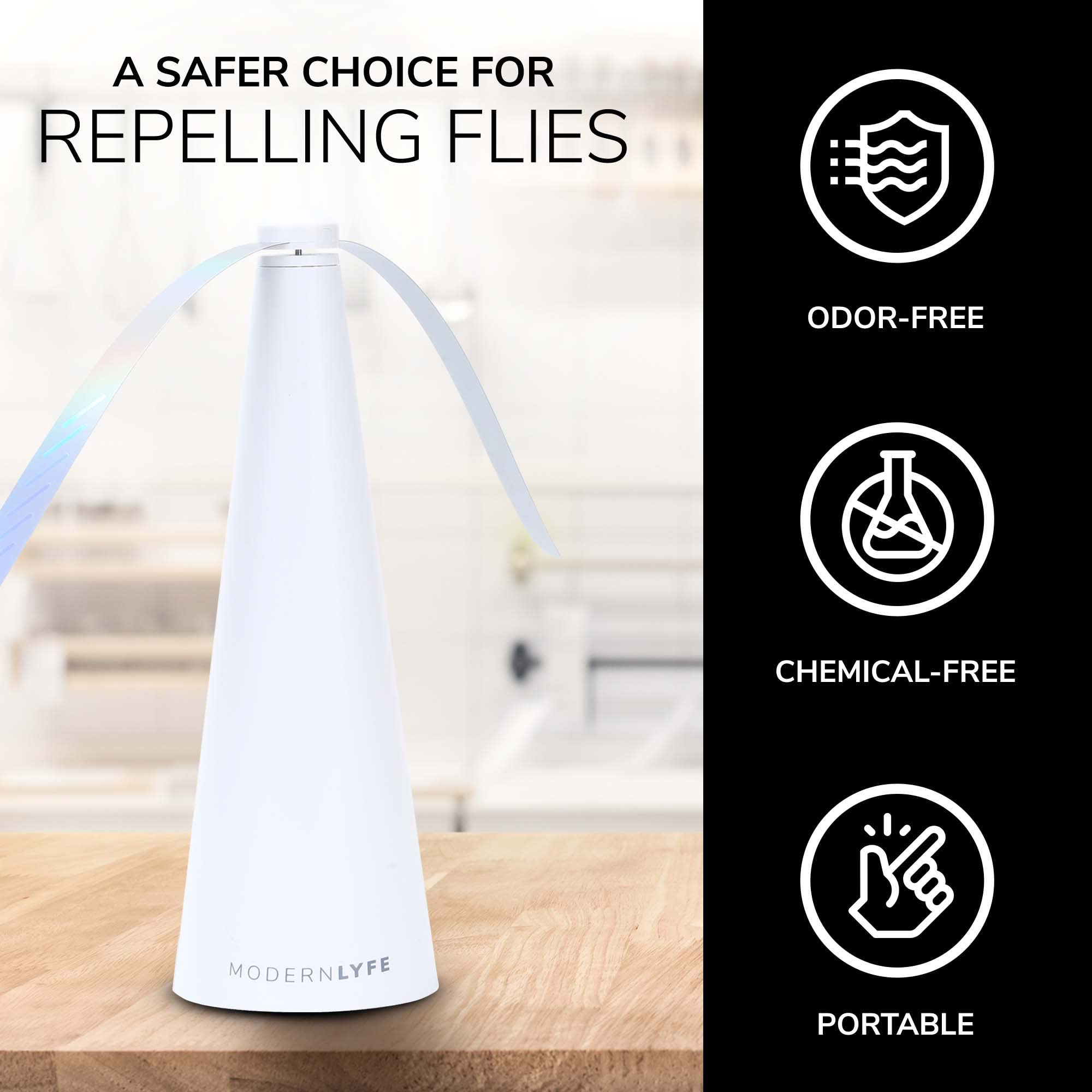 Fly Fans For Tables By Modern Lyfe - Aa Battery & Usb Powered - Fly Swatter Outdoor Camping Accessory Or For Food At Parties, Re