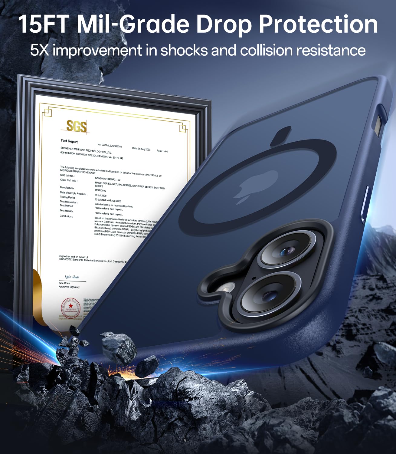 Meifigno Designed For Iphone 16 Case 6.1'', Compatible With Magsafe, Military Grade Protection, Translucent Matte Back With Alum