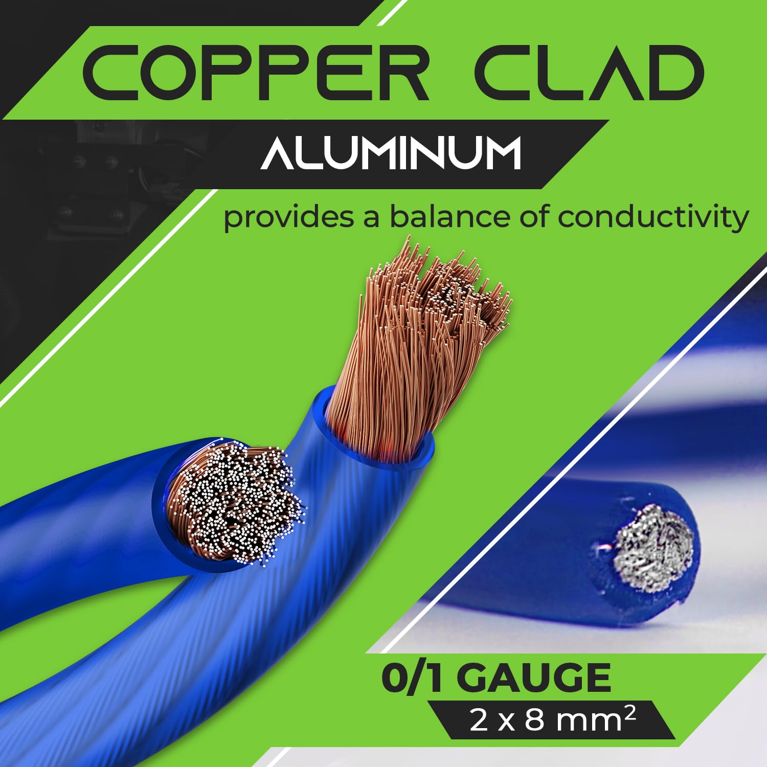 Gearit 1/0 Gauge Wire (25Ft   Blue Translucent) Copper Clad Aluminum Cca   Primary Automotive Wire Power/Ground, Battery Cable,
