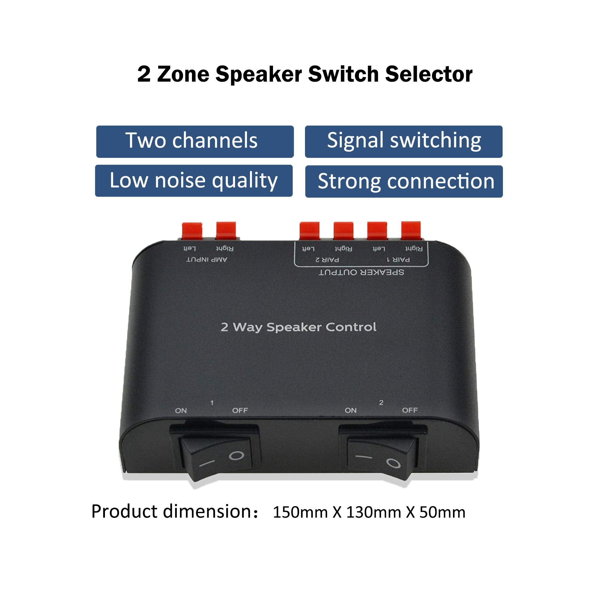A Adwits 2 Channel Speaker Switcher Selector Box With Terminal Claps 150W Rms Per Channel, Black