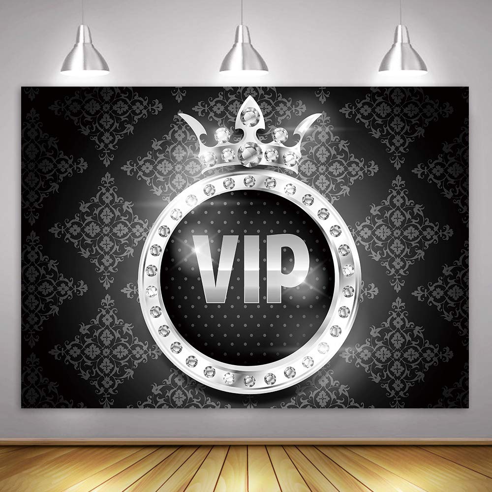 Mtmety Fantasy Silver Vip Crown Backdrop Sweet 16 Birthday Party Photography Background Props Vinyl Photography Video Backdrop (