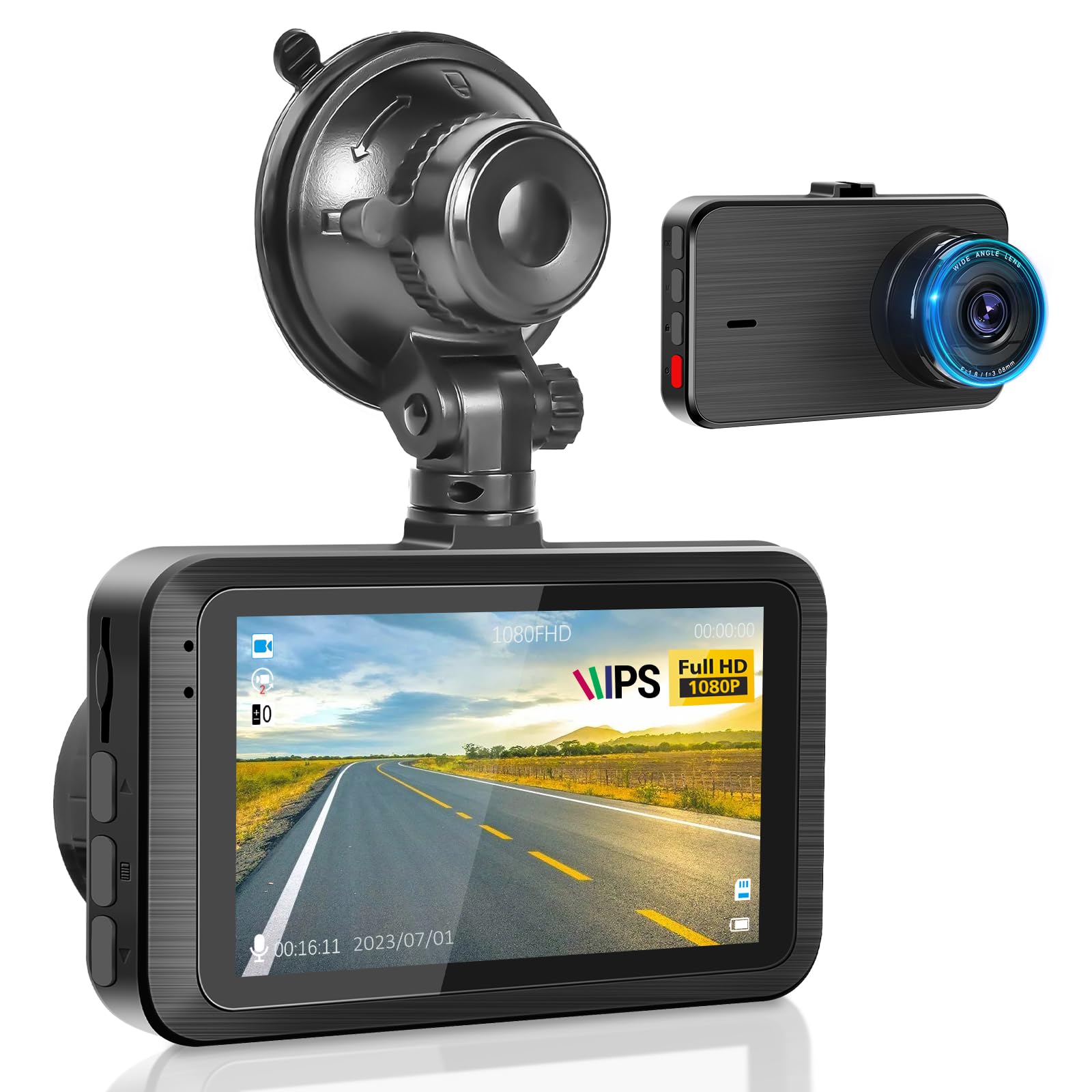 Dual Dash Camera For Car   3 Inch 1080P Ips Touchscreen Car Camera   G Sensor/Loop Recording / 24H Parking Monitor / 150 Wide An