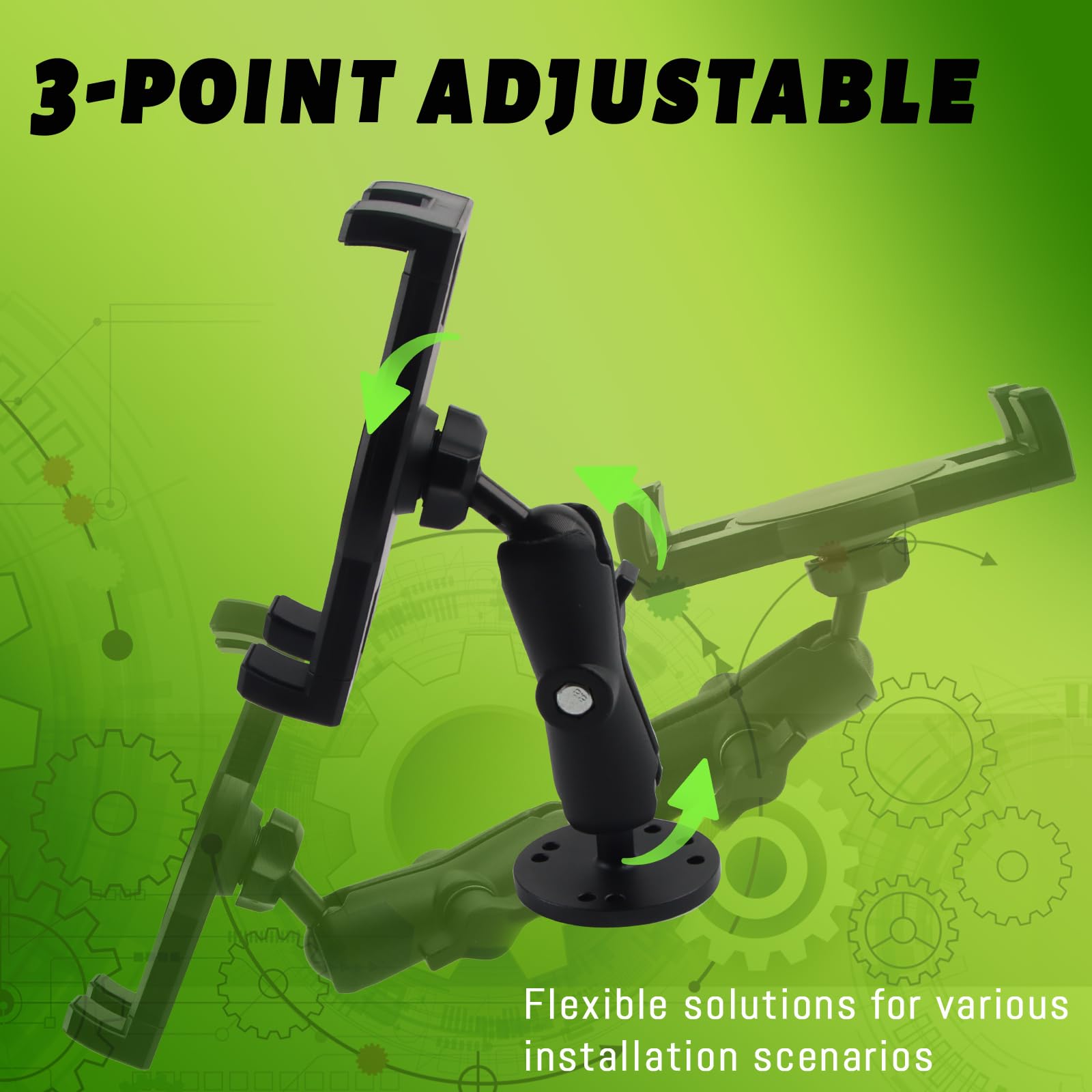 Romhaus Metal Tablet Mount Holder For Truck/Car/Vehicle/Industrial Heavy Duty Drill Base Ipad Mount For Dashboard, Wall, Desk, F