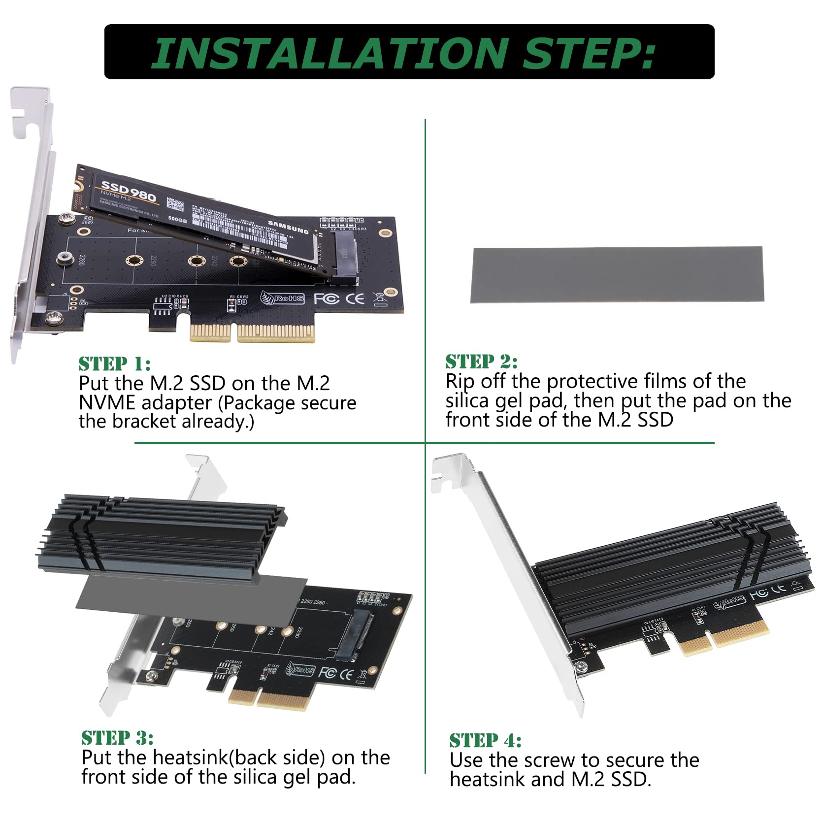 Joylifeboard M.2 Nvme Pcie Adapter, Pcie To M.2 Ssd Adapter, M Key M.2 (Ngff) Pcie 3.0 X4 X8 X16 Controller Expansion Card For M