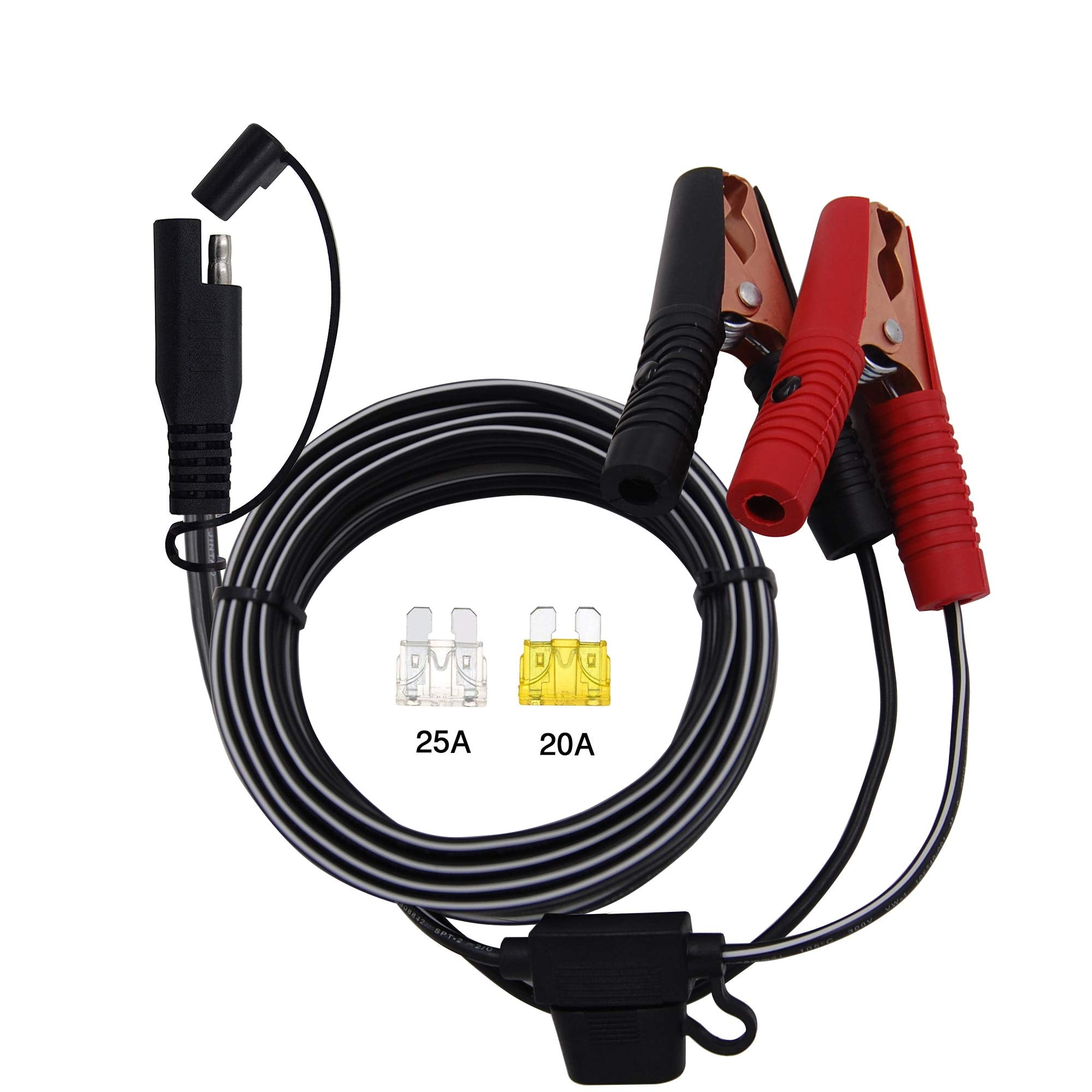 Sccke 16.5Ft 14Awg Battery Alligator Crocodile Clip To Sae Connector Extension Cable,12V Sae Quick Release Adapter To Alligator